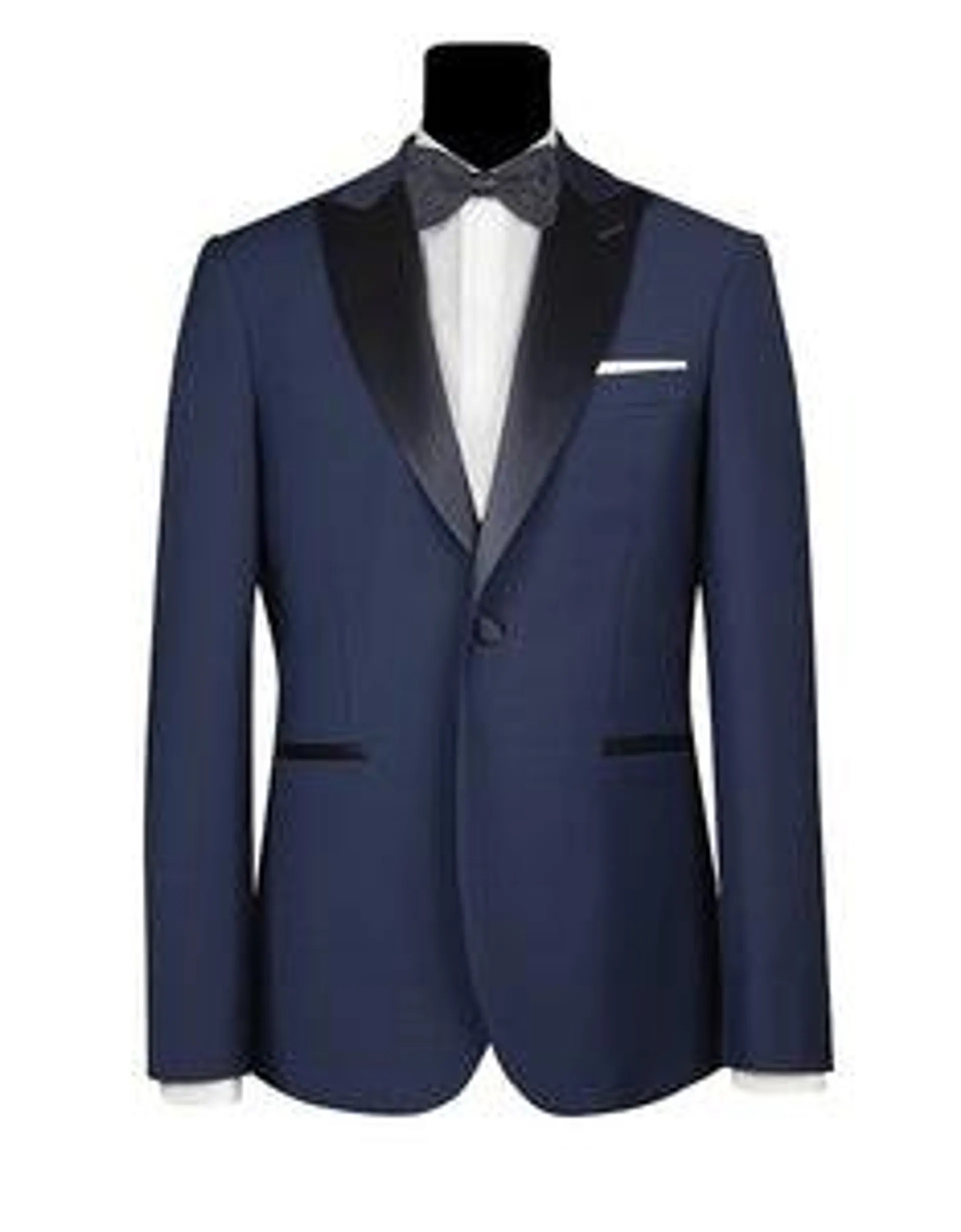 Men's Blue Satin and Wool Blend Tuxedo