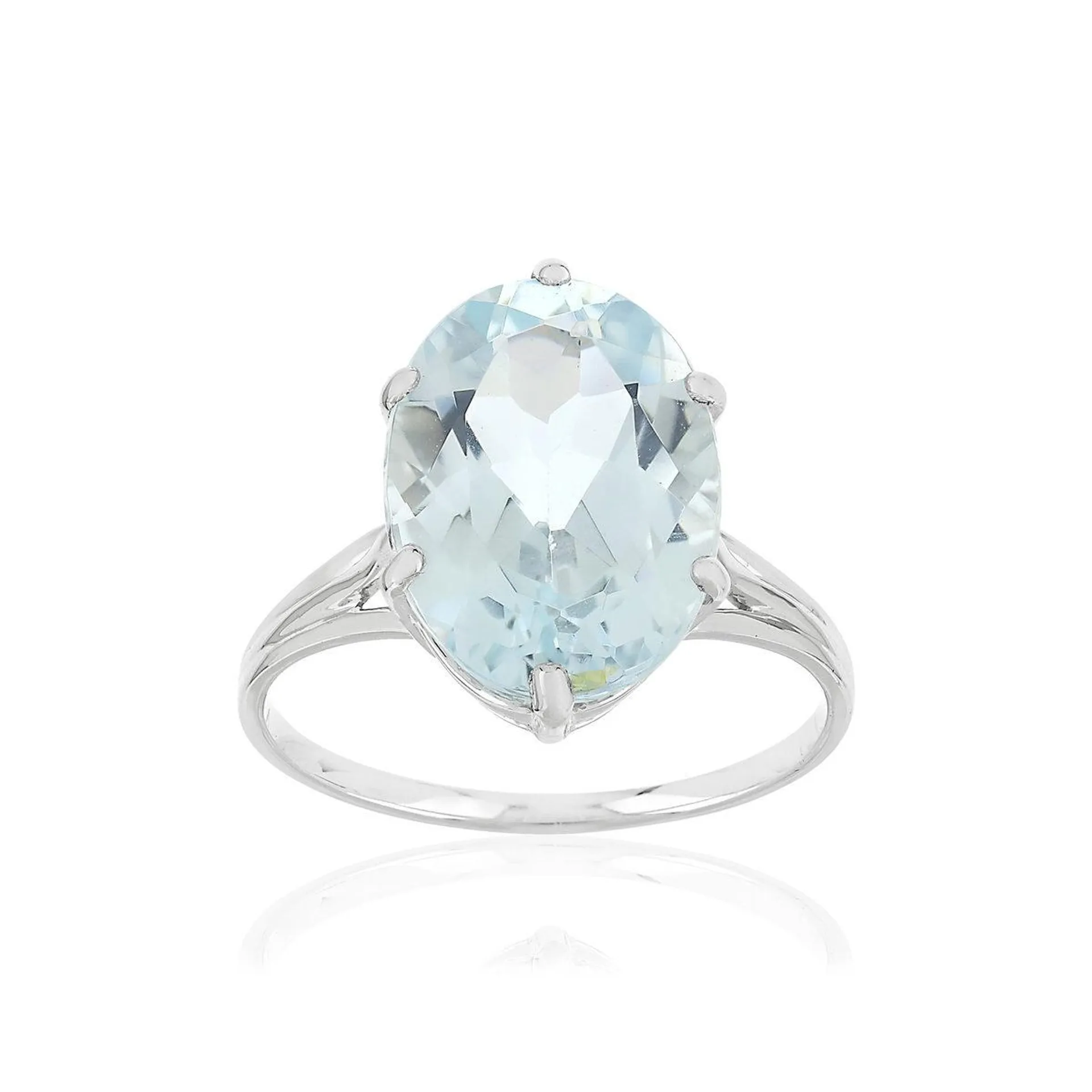 Bague or blanc 750, 1 Aigue marine.