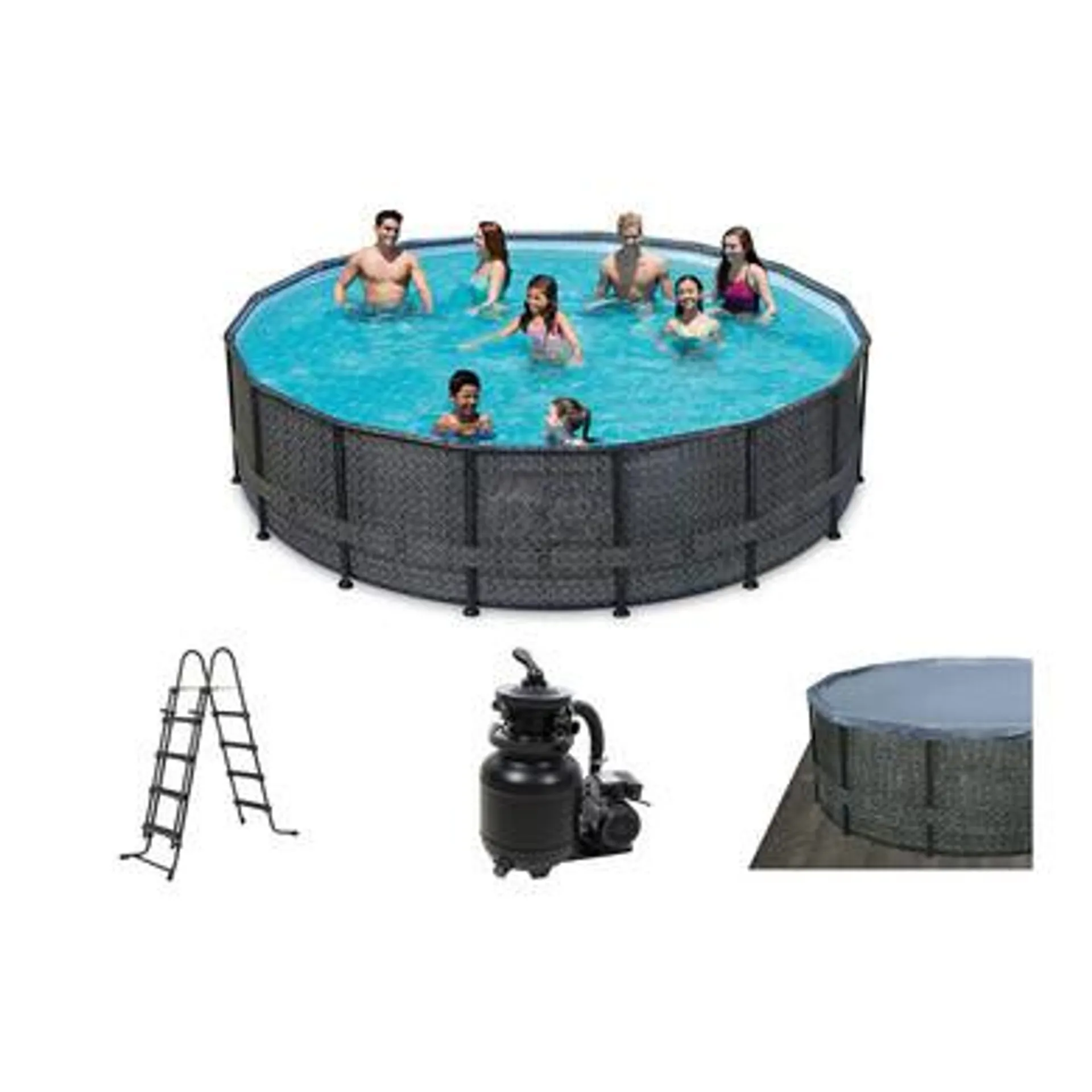 Piscine Tubulaire ronde 4,88 x 1,22 m avec filtration, bâche et tapis