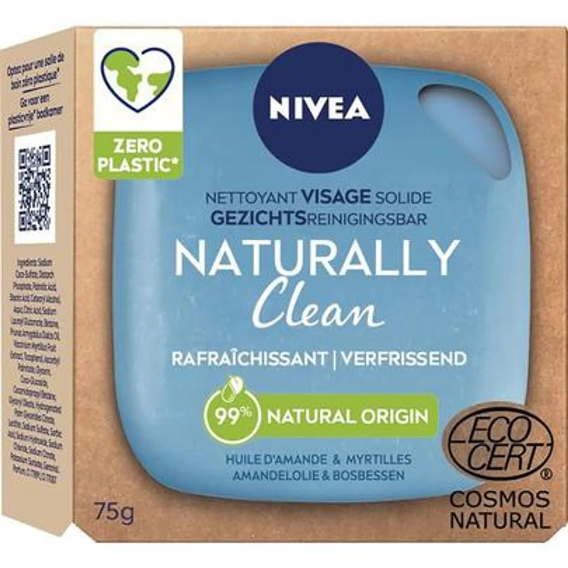 Nettoyant visage solide rafraichissant huile d'amande et myrtilles