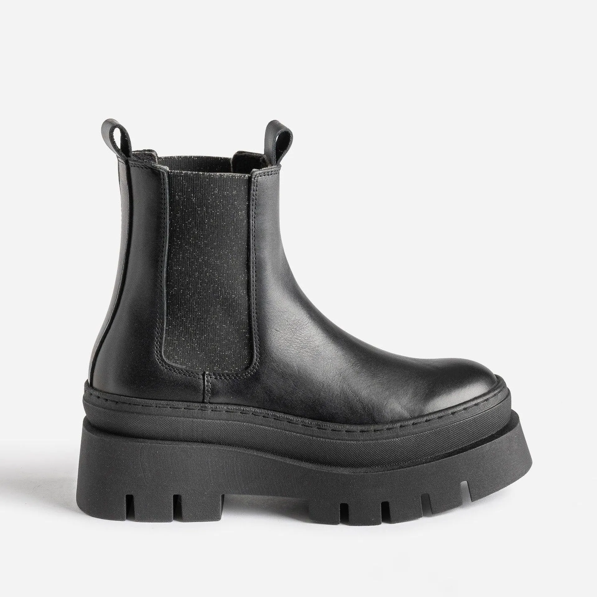 Chelsea boots TEXTO noir cuir éco-conçu maxi crans