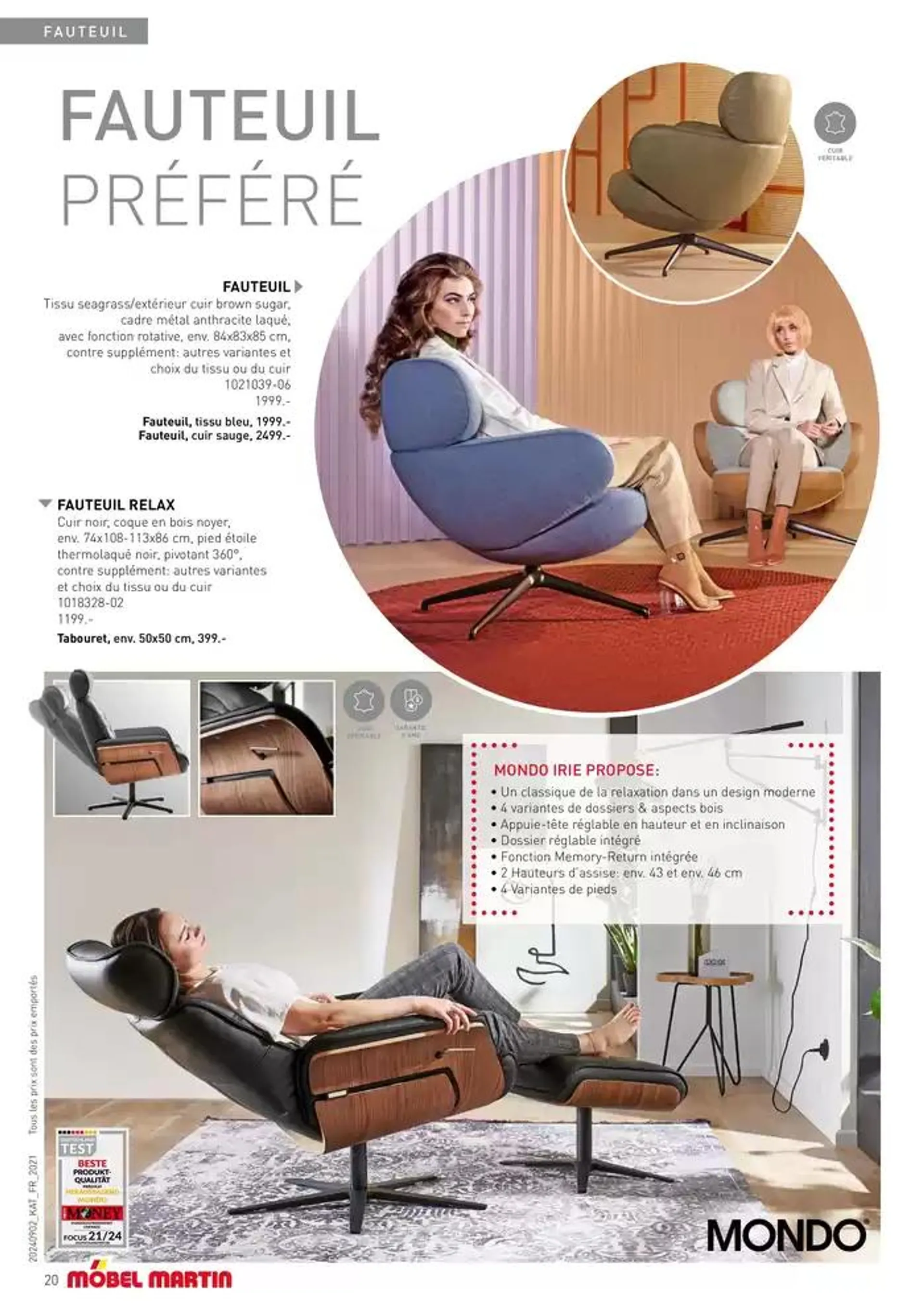 Salon confortable du 1 octobre au 31 décembre 2024 - Catalogue page 20