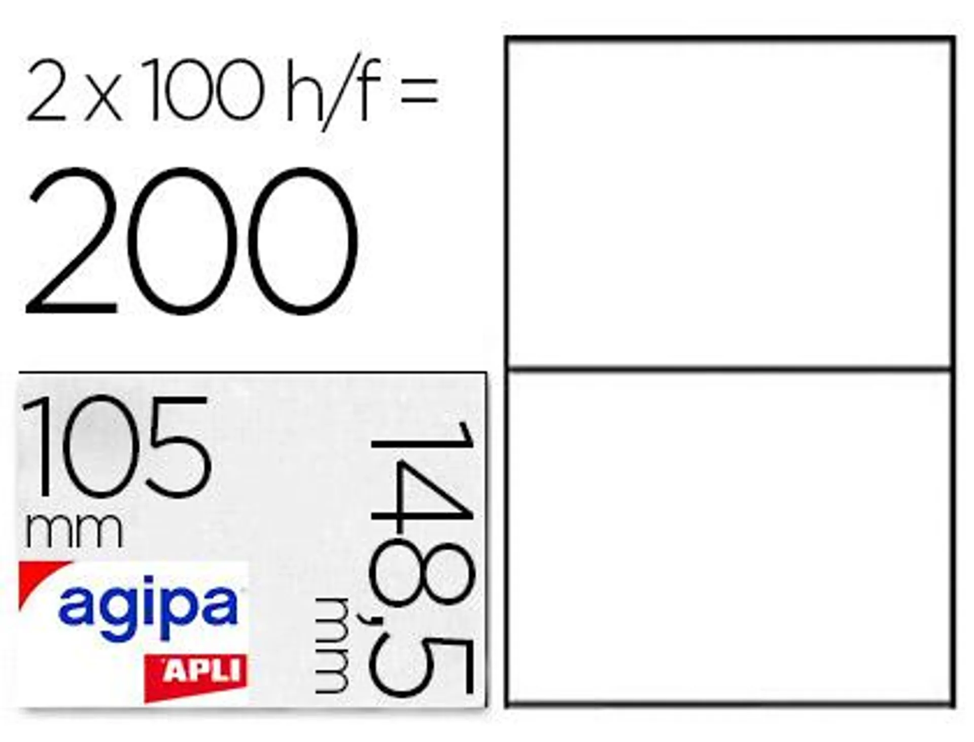 Étiquette adhésive apli agipa multi-usage 210x148.5mm toute imprimante boîte 200 unités