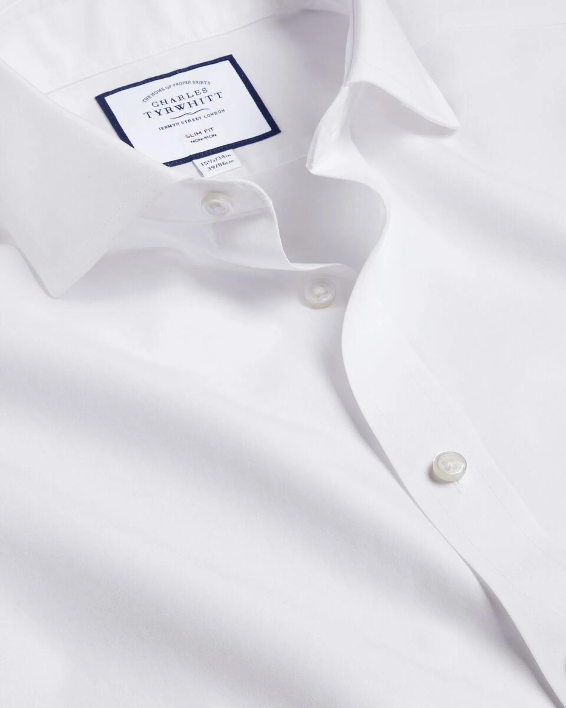 details about product: Cutaway Collar Non-Iron Poplin Shirt - White