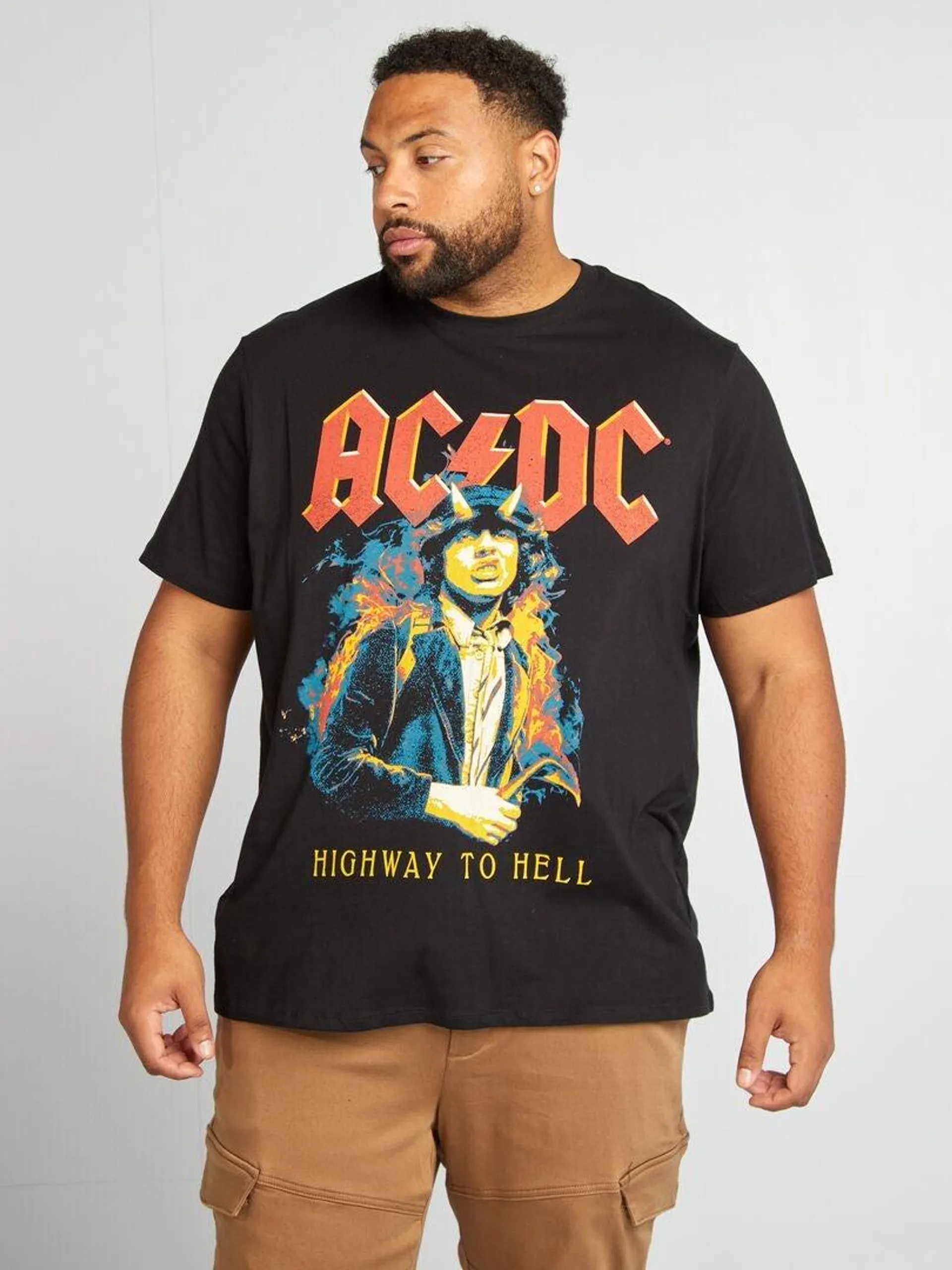 T-shirt imprimé AC/DC manches courtes - noir