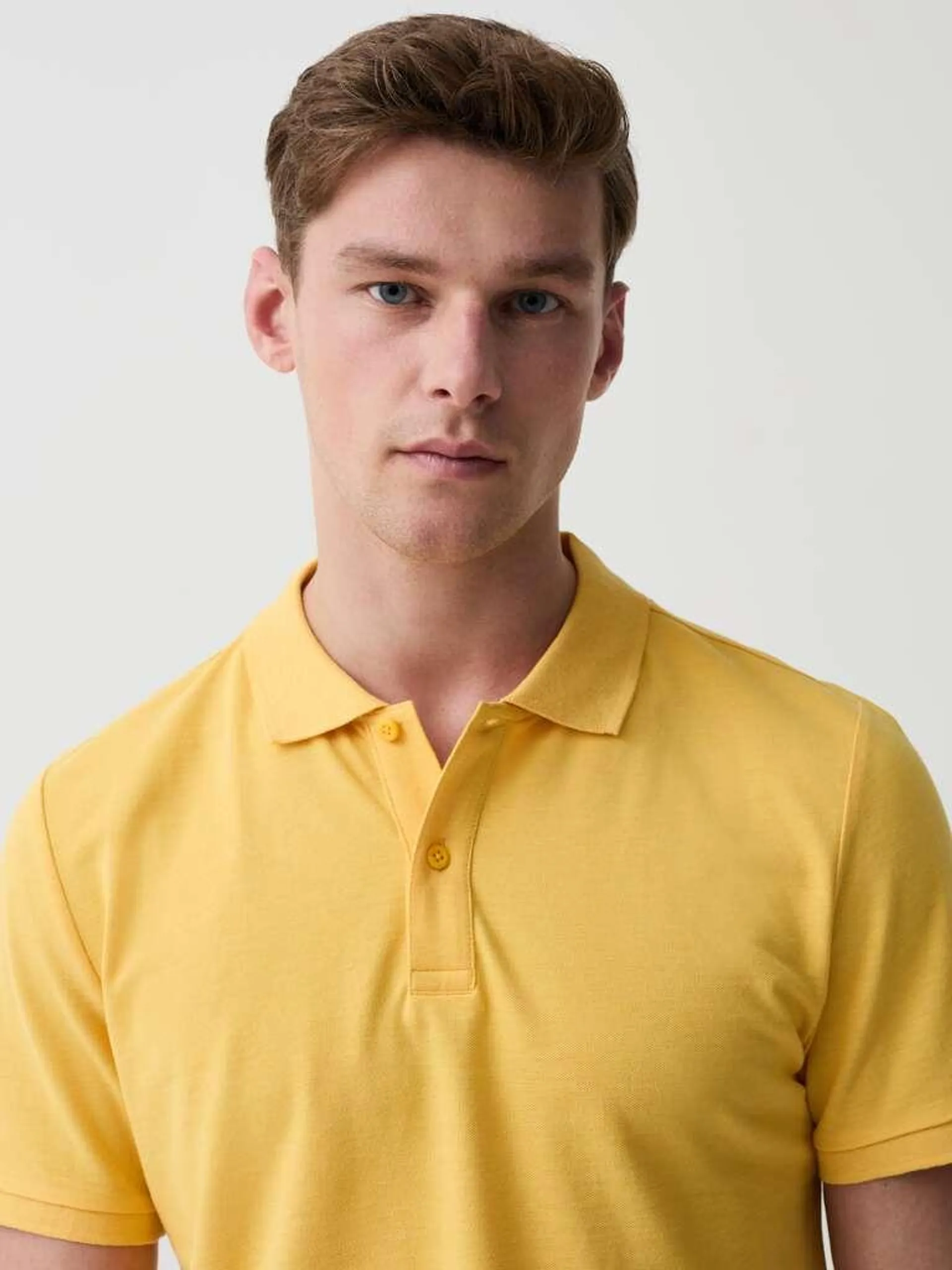 Cotton pique polo shirt Jaune maïs