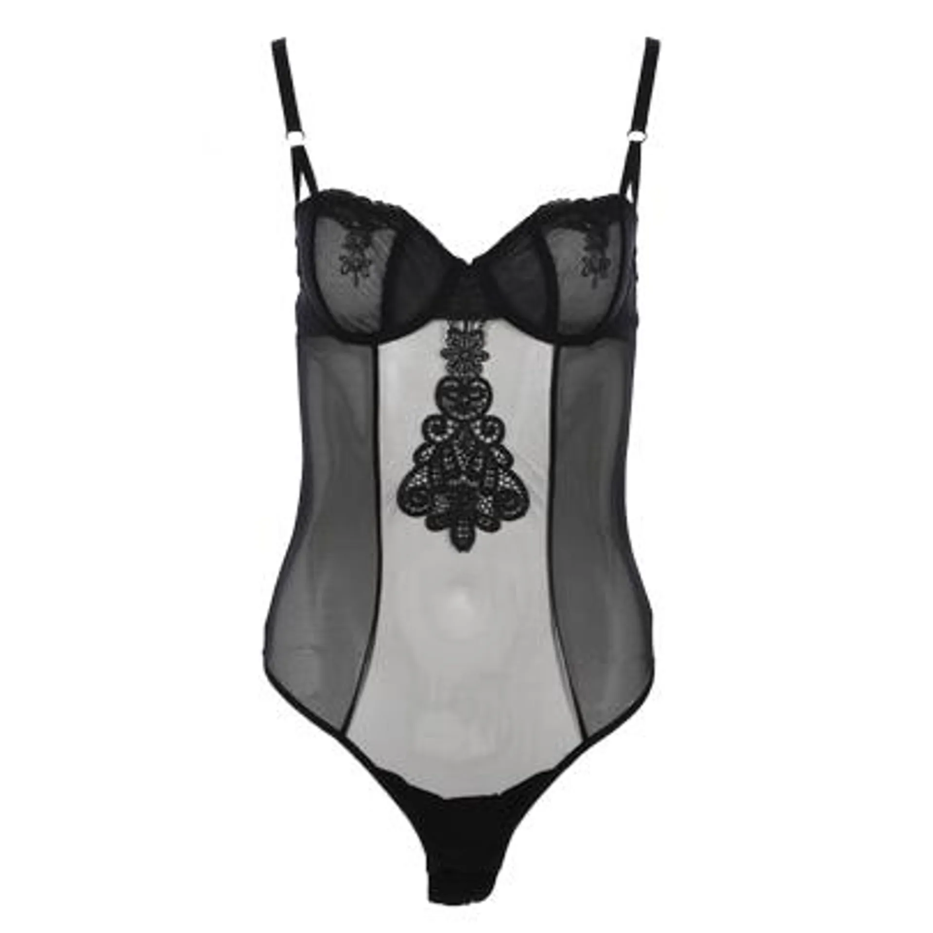 BODY MESH ET GUIPURE NOIR