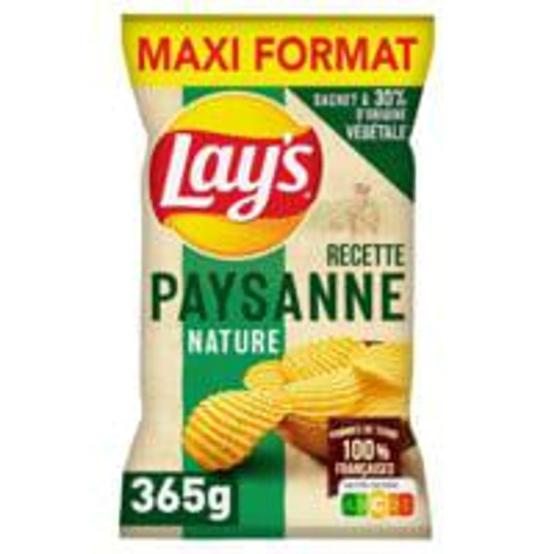 Chips recette paysanne nature maxi format refermable LAY'S
