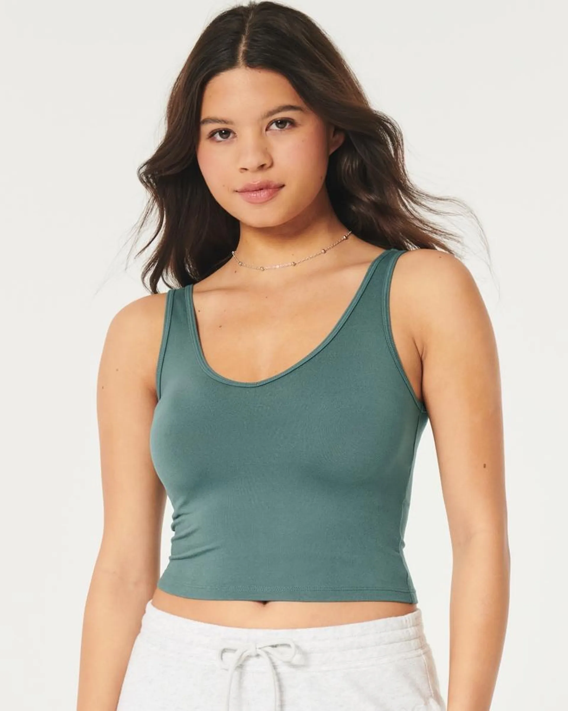 Soft Stretch Seamless Fabric Crop V-Neck Tank