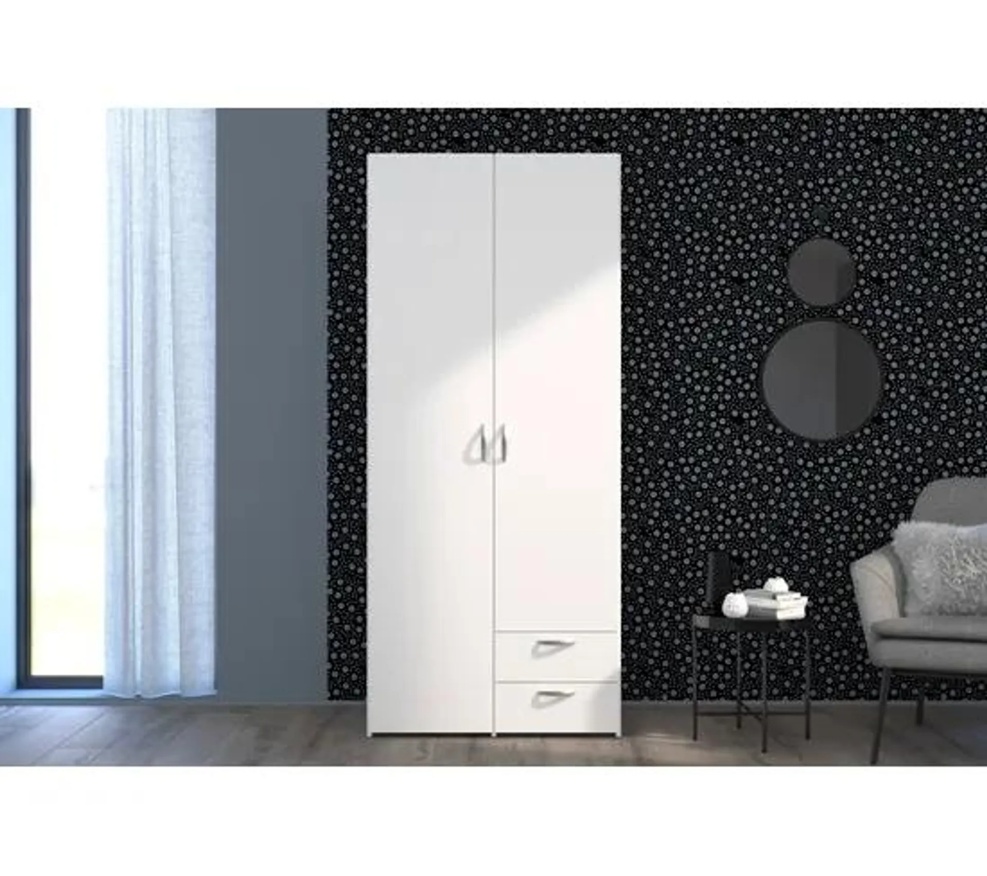 Armoire DAILY2 avec 2 portes 2 tiroirs Blanc