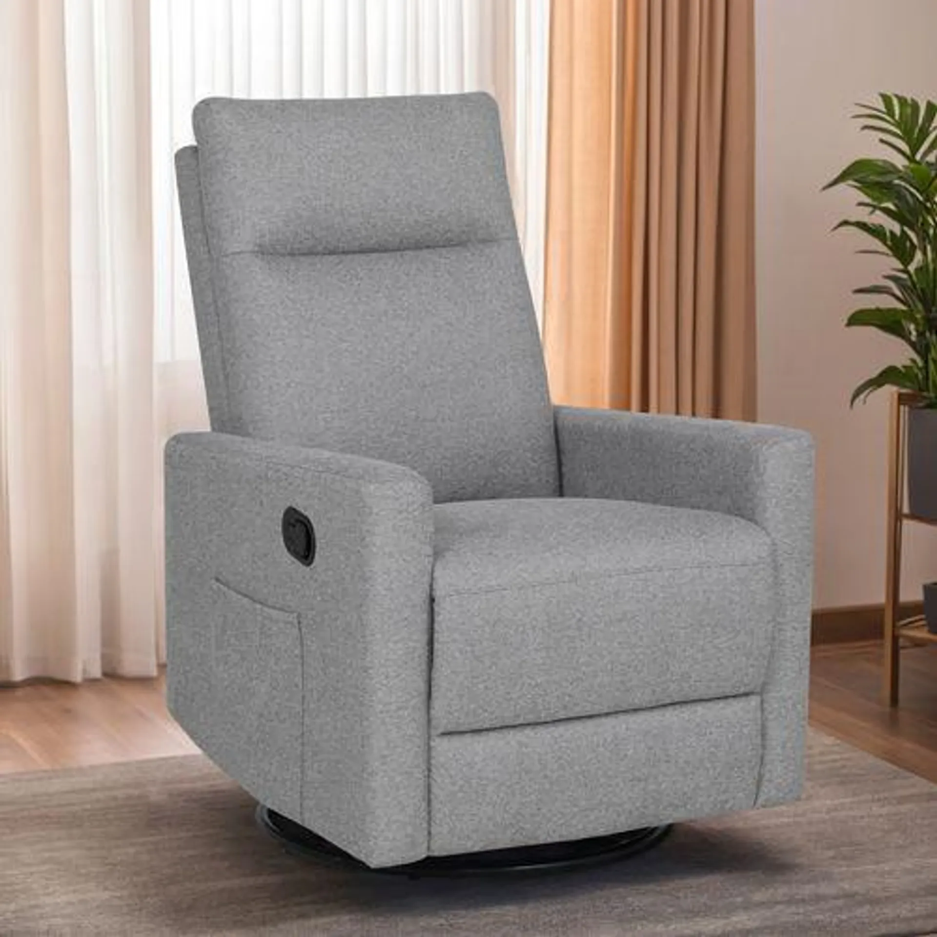 Fauteuil pivotant manuel ETIENNE tissu gris clair