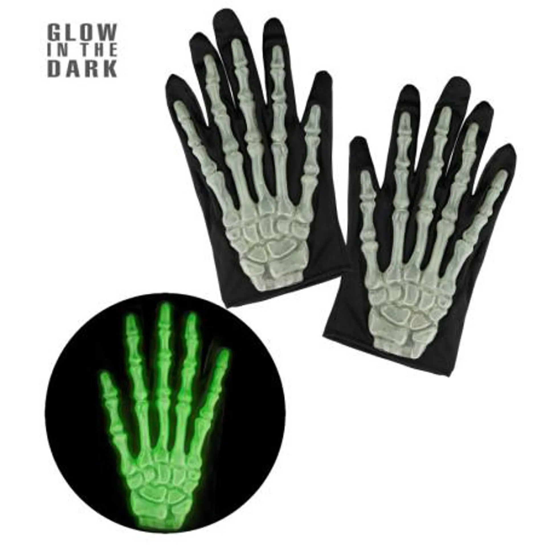 Paire de gants phosphorescent squelette