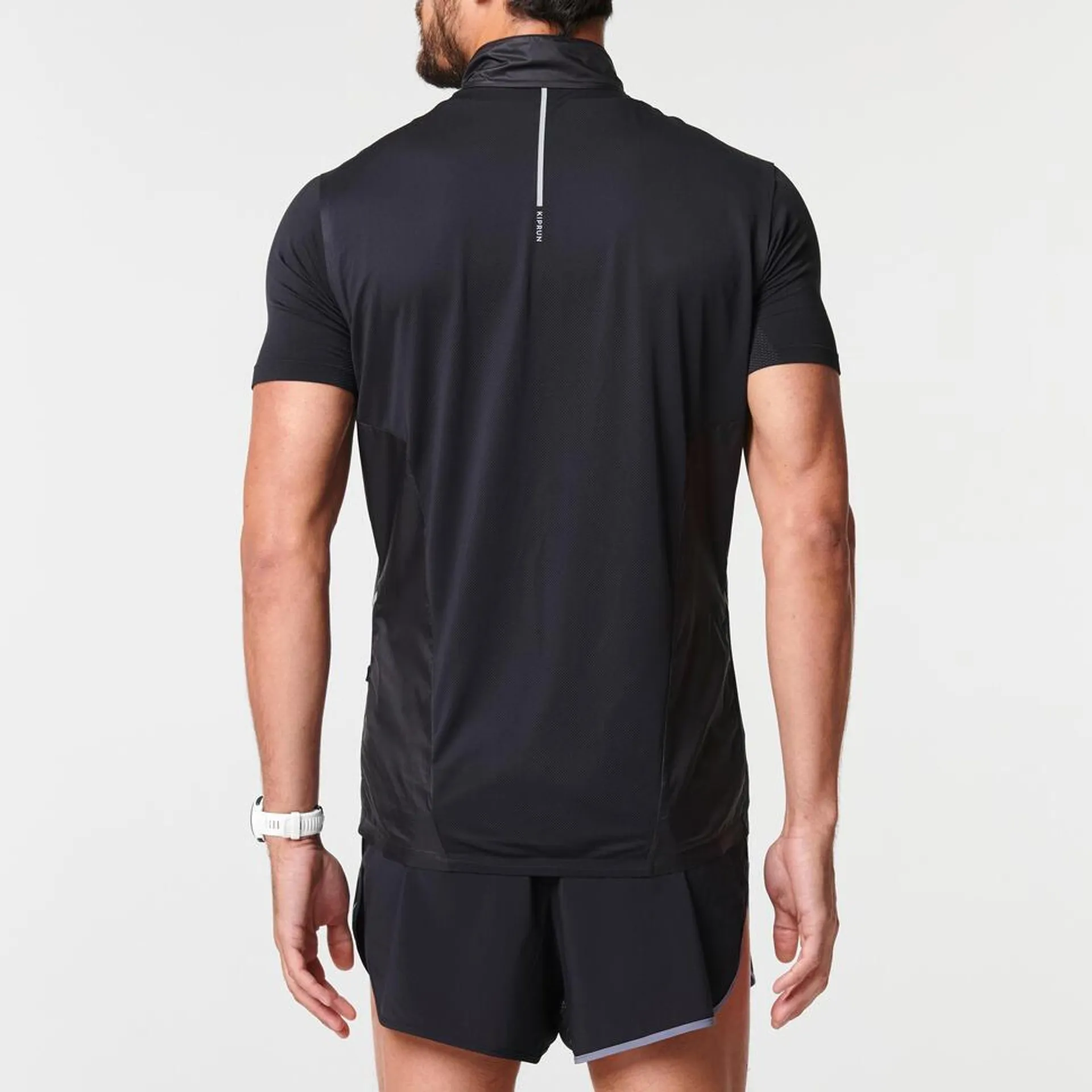 Veste coupe vent sans manche de running homme - KIPRUN Run 900 noire