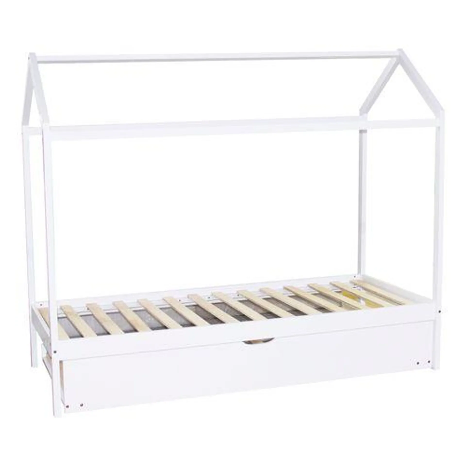 Lit cabane 90x190 cm avec rangements INOA blanc