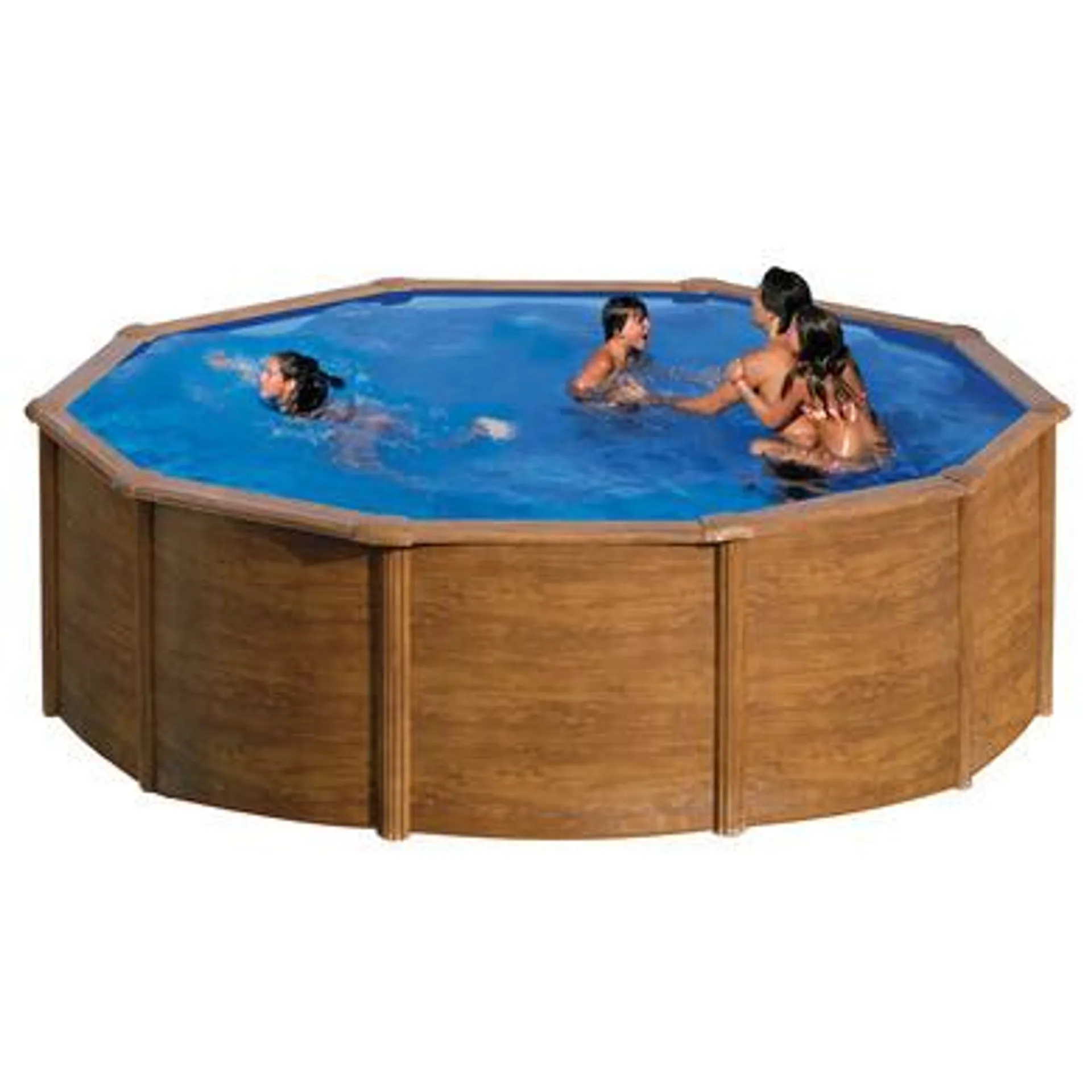 Piscine Acier décor bois 480X122 cm + Bâche bulles et Bâche hivernage