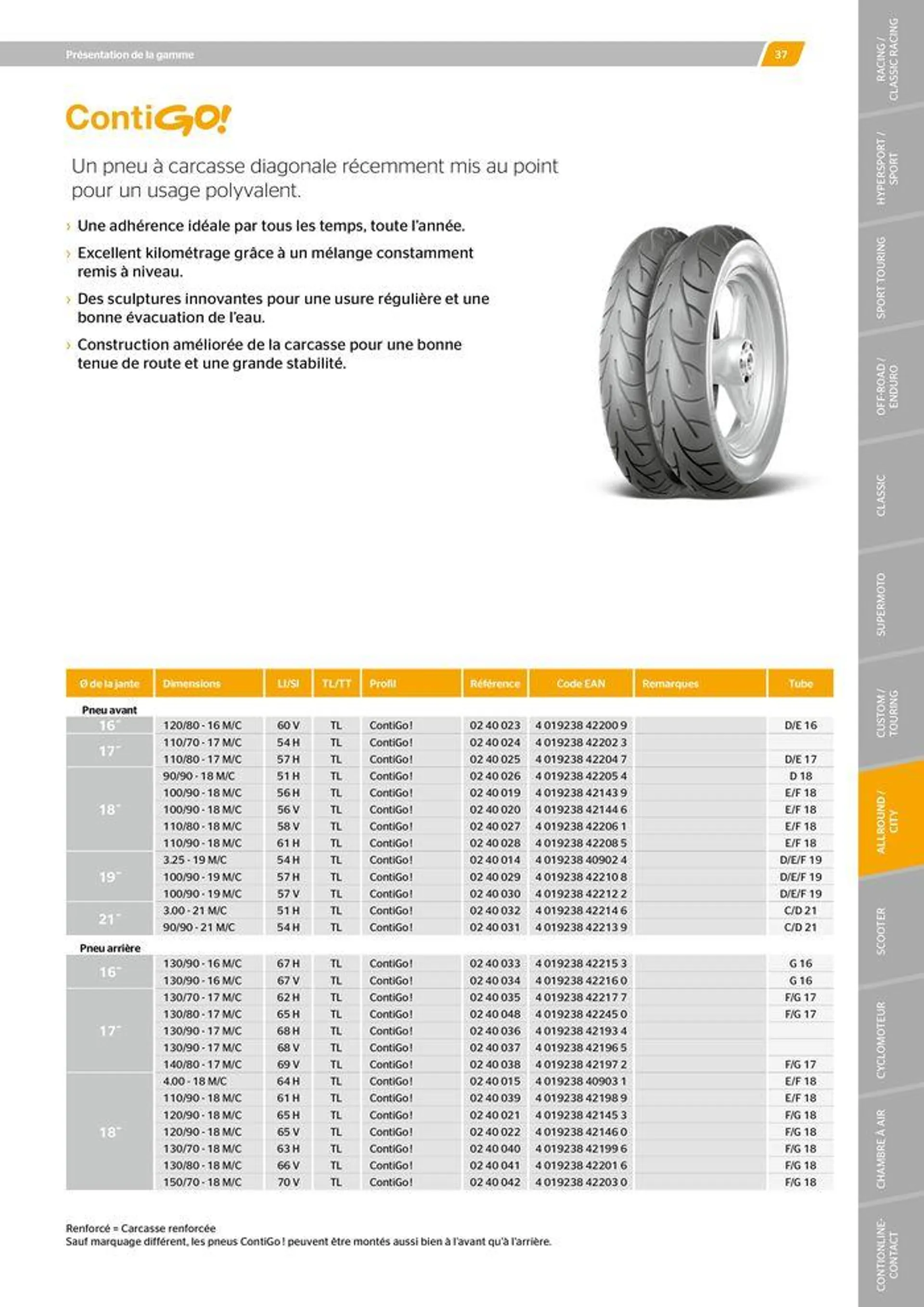 CONTINENTAL : Barème de facturation 2023 du 21 mai au 31 décembre 2024 - Catalogue page 37