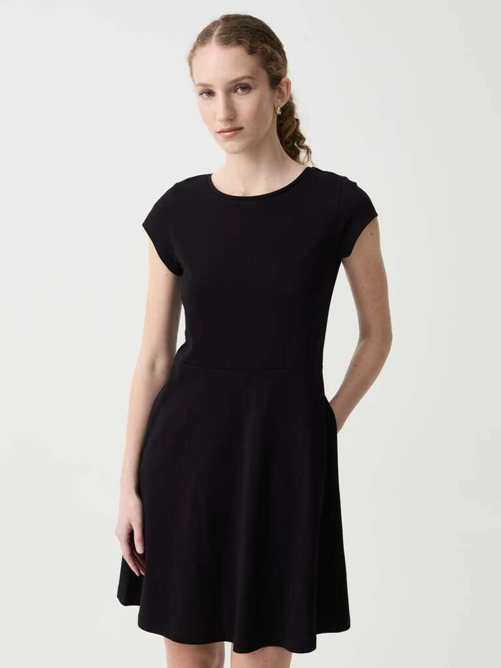 Black Essential short dress in cotton