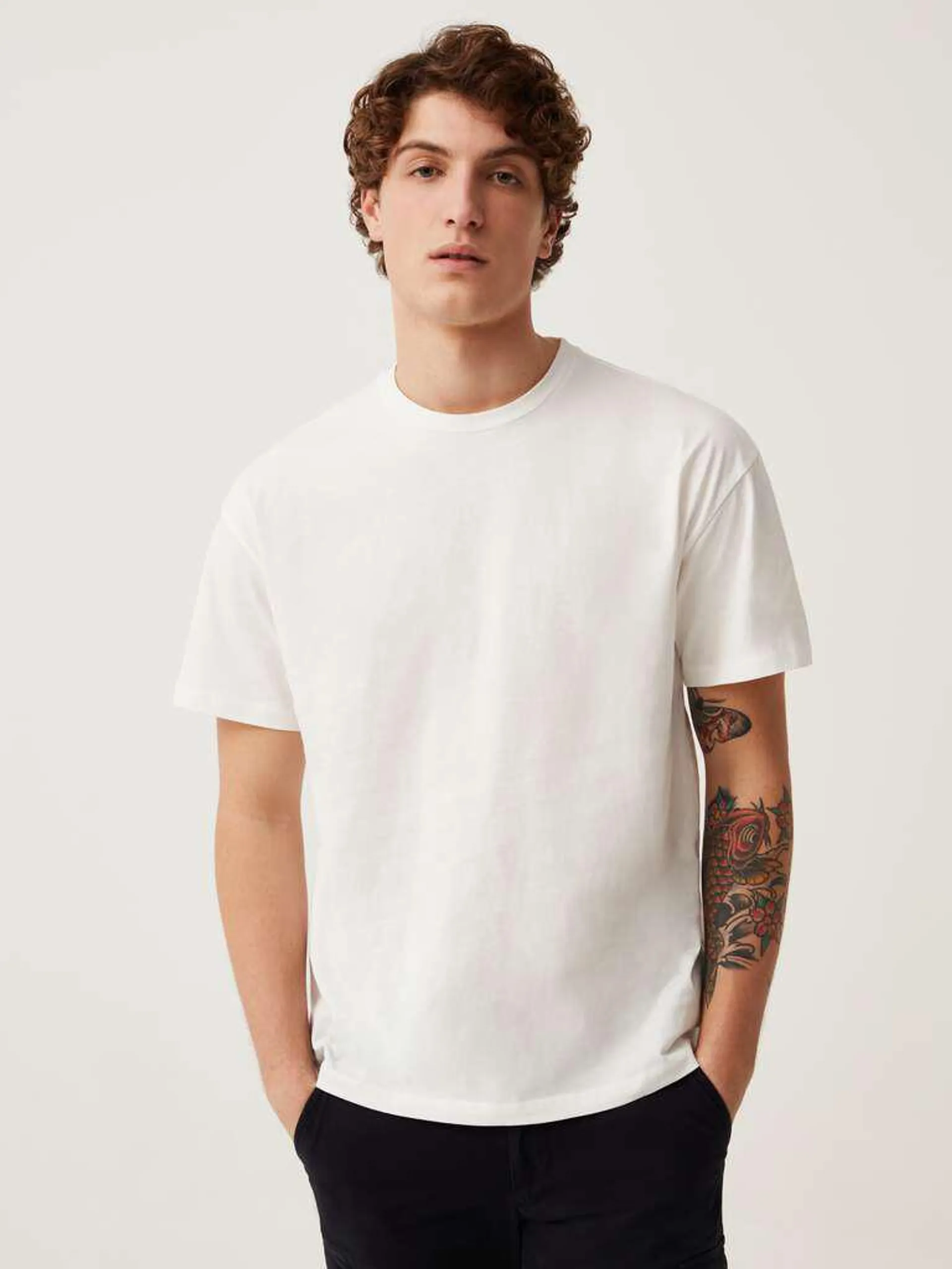 T-shirt boxy fit in cotone Blanc