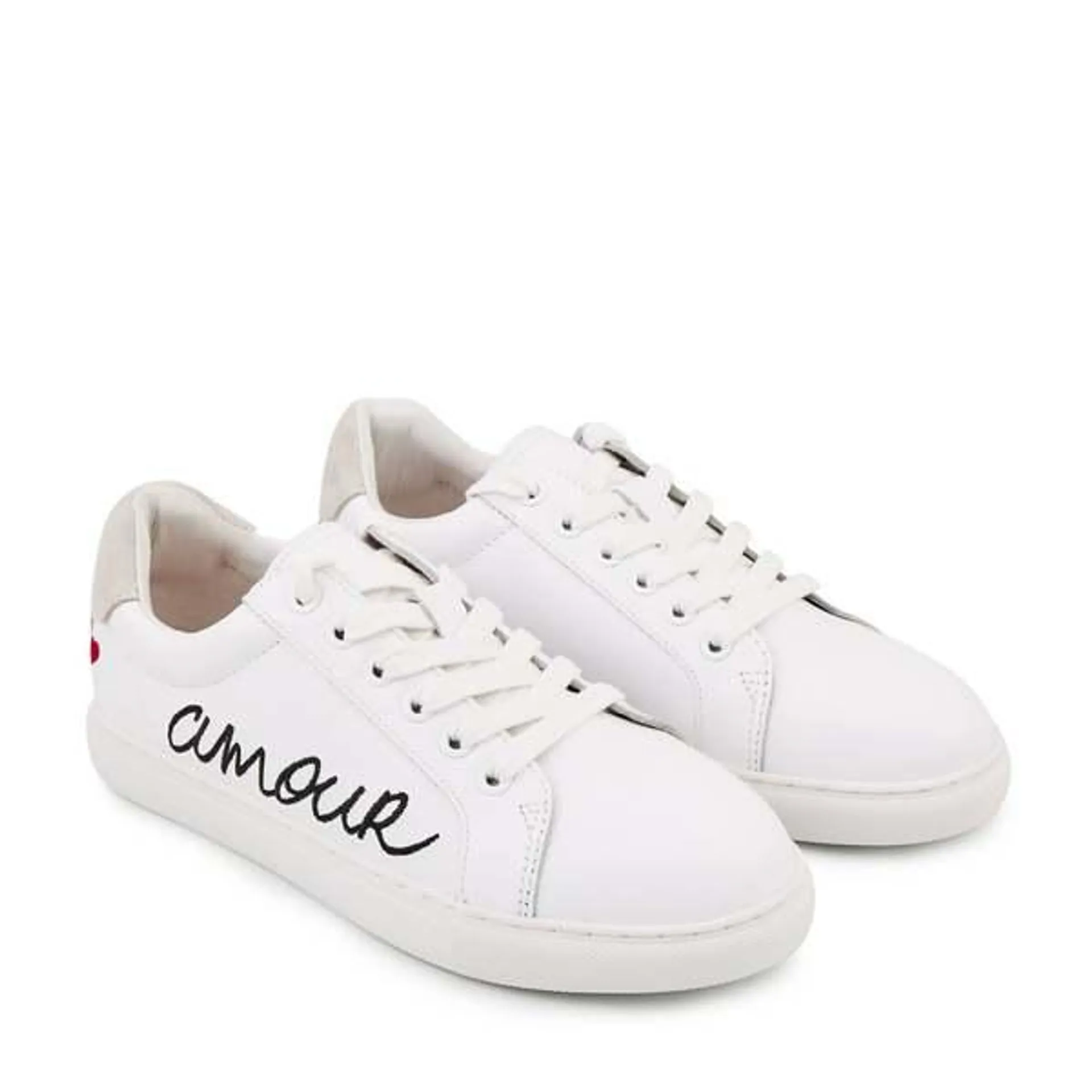 Baskets En Cuir Simone Amour - BLANC