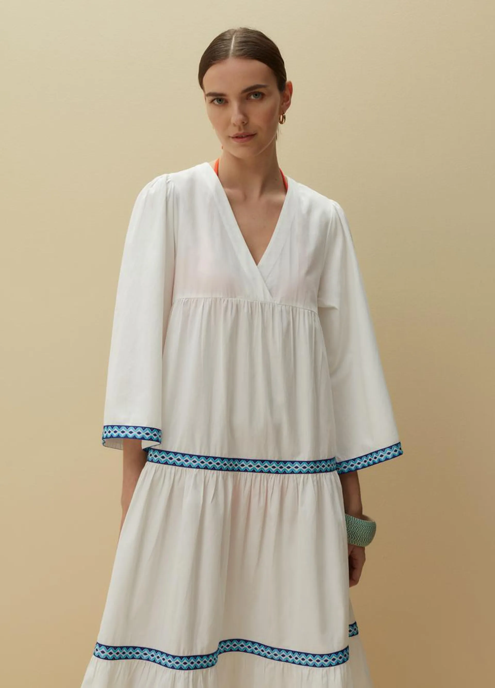 PIOMBO tiered dress with ethnic details