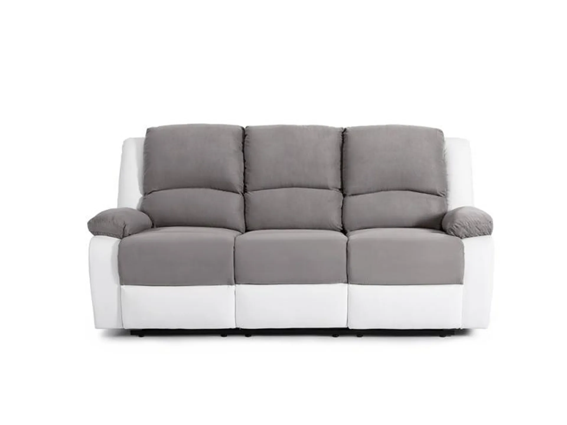 Relax canapé de relaxation en simili et tissu 3 places - 190x93x96 cm - gris et blanc