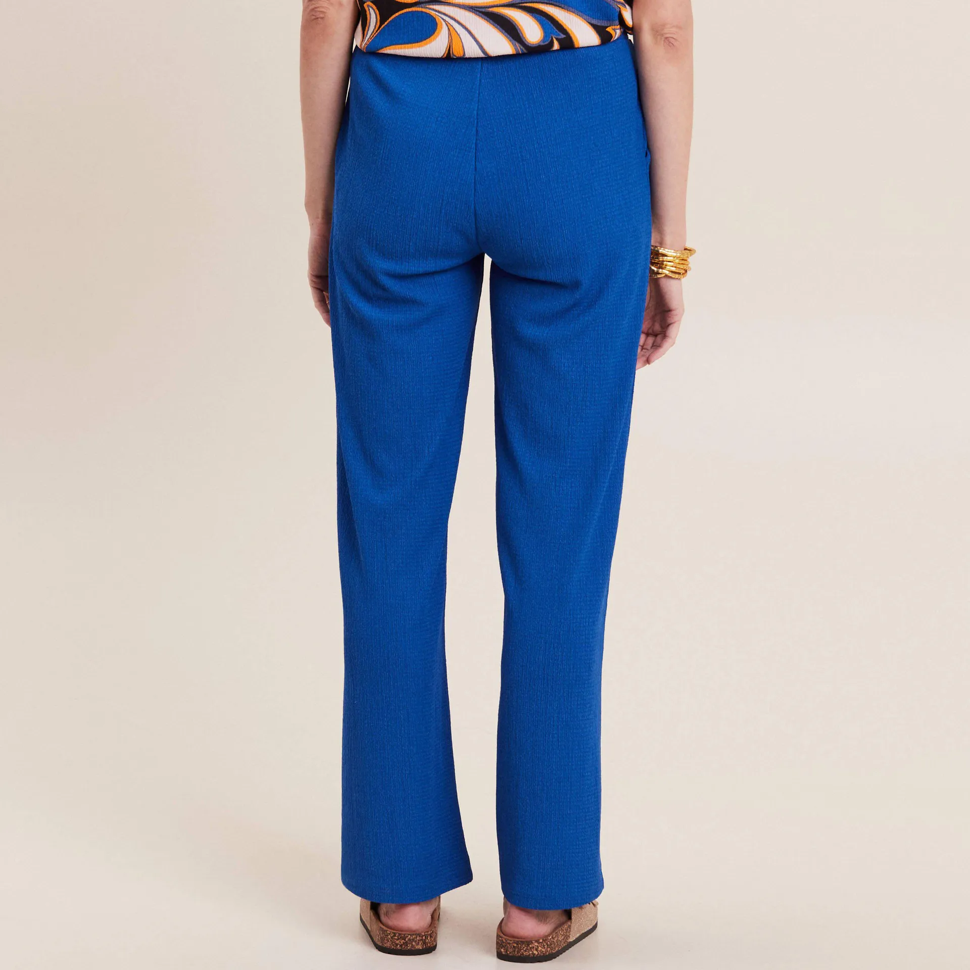 Pantalon large à coulisse bleu electrique femme