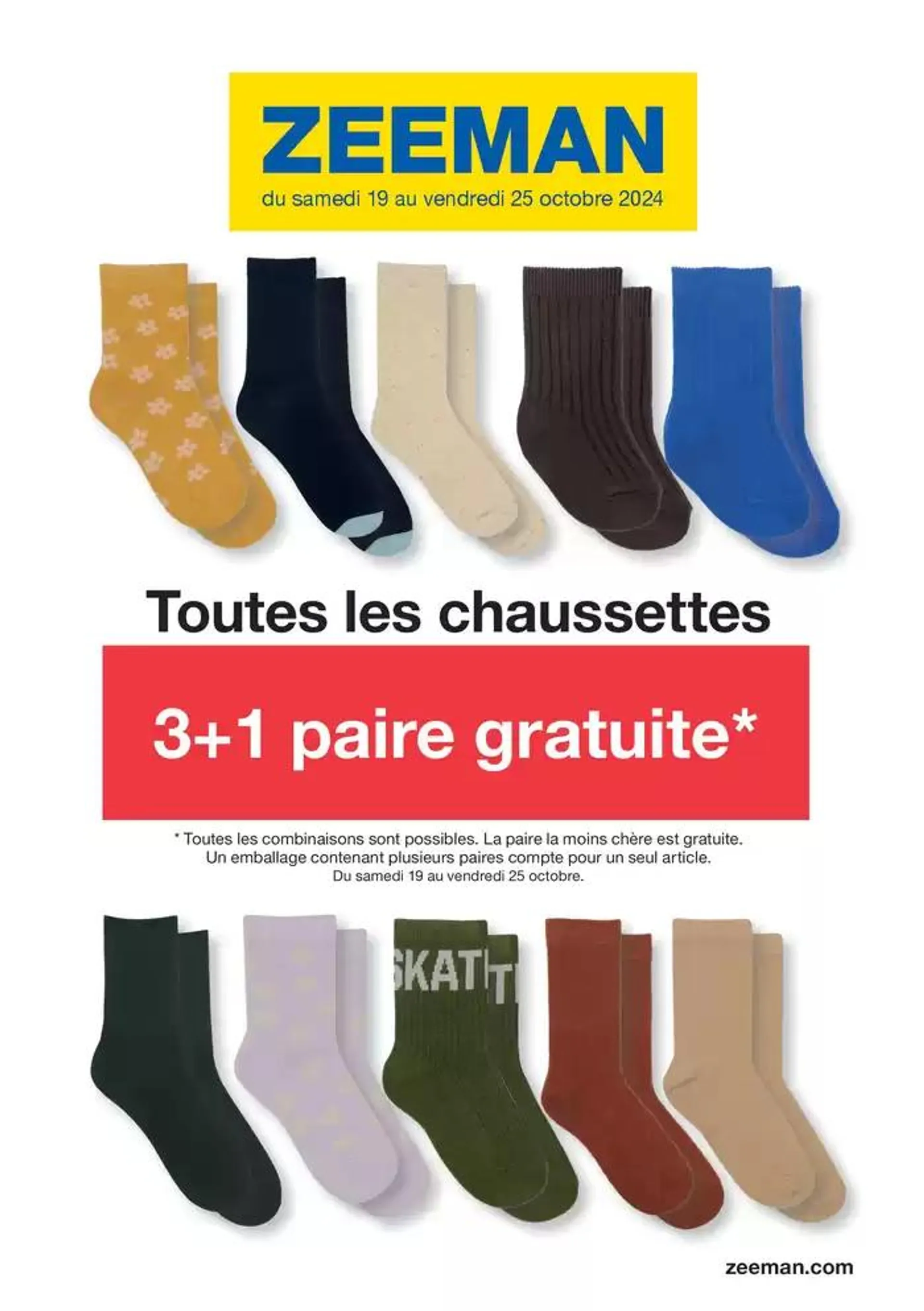 Toutes les chaussettes 3+1 paire gratuite du 21 octobre au 25 octobre 2024 - Catalogue page 1