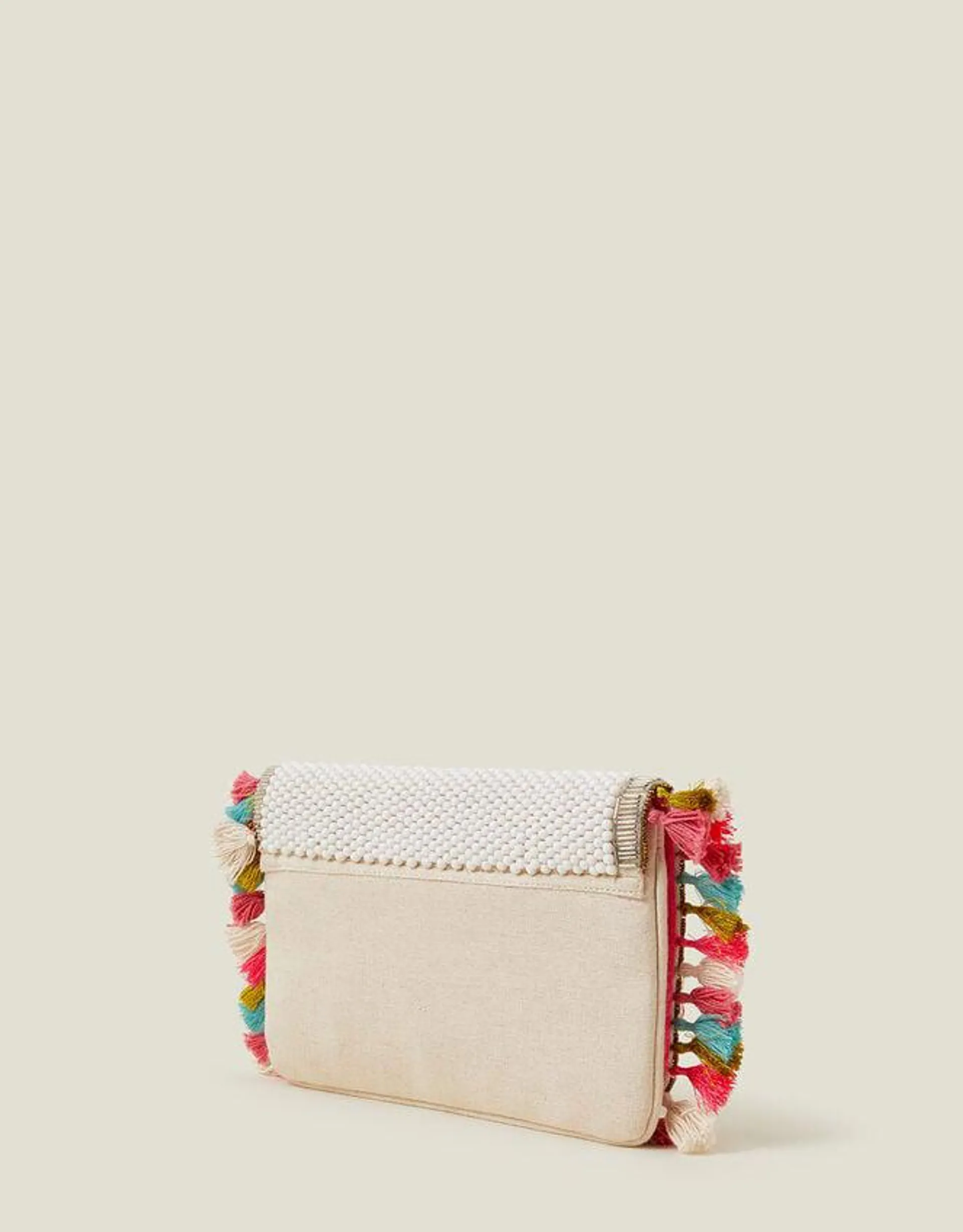 Tassel Beaded Clutch Bag