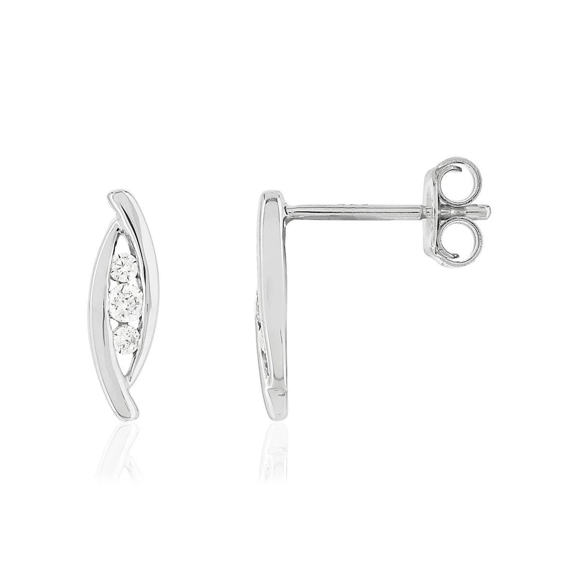 Boucles d'oreilles or blanc 750 Trilogy, diamants.