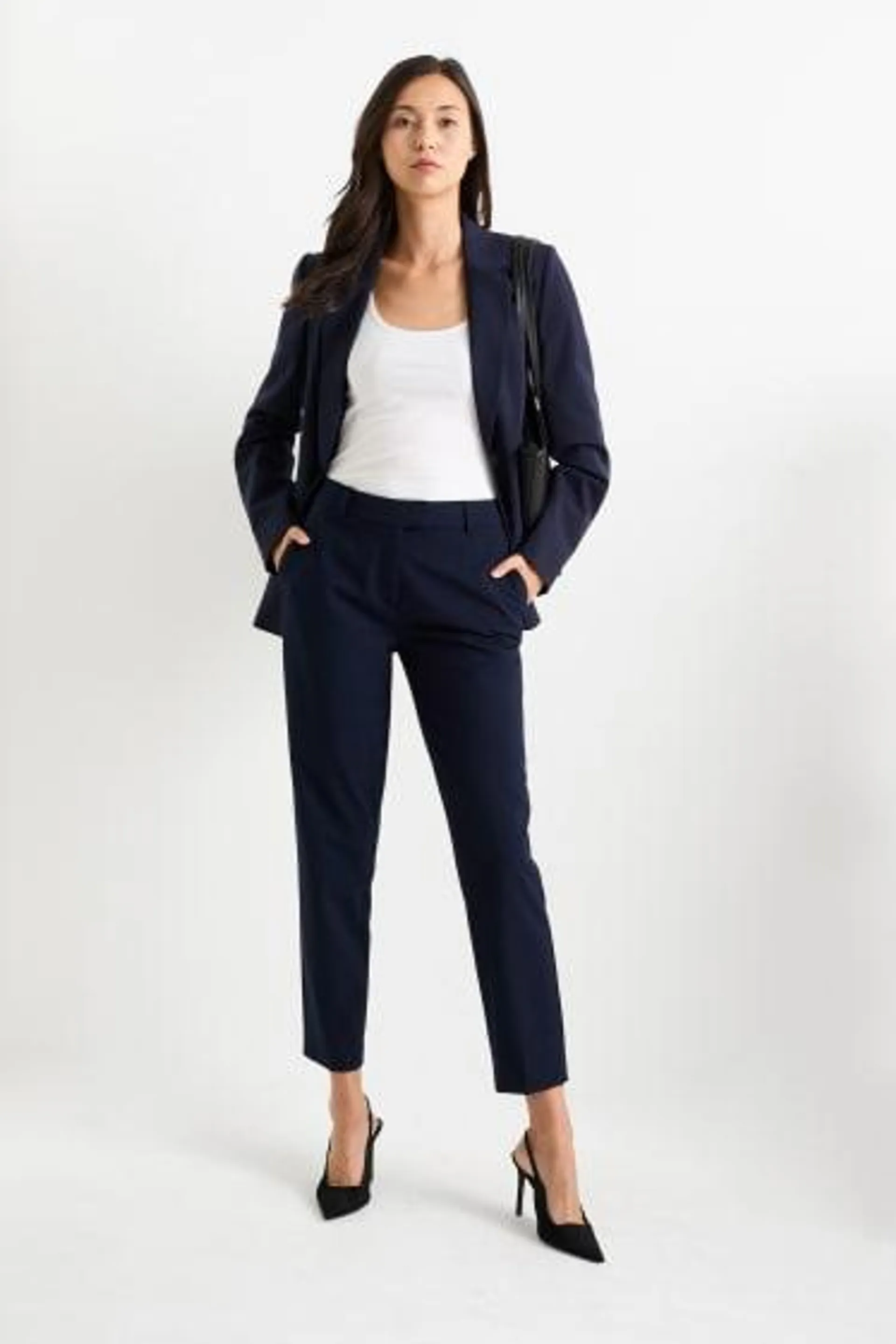 Business trousers - mid-rise waist - slim fit