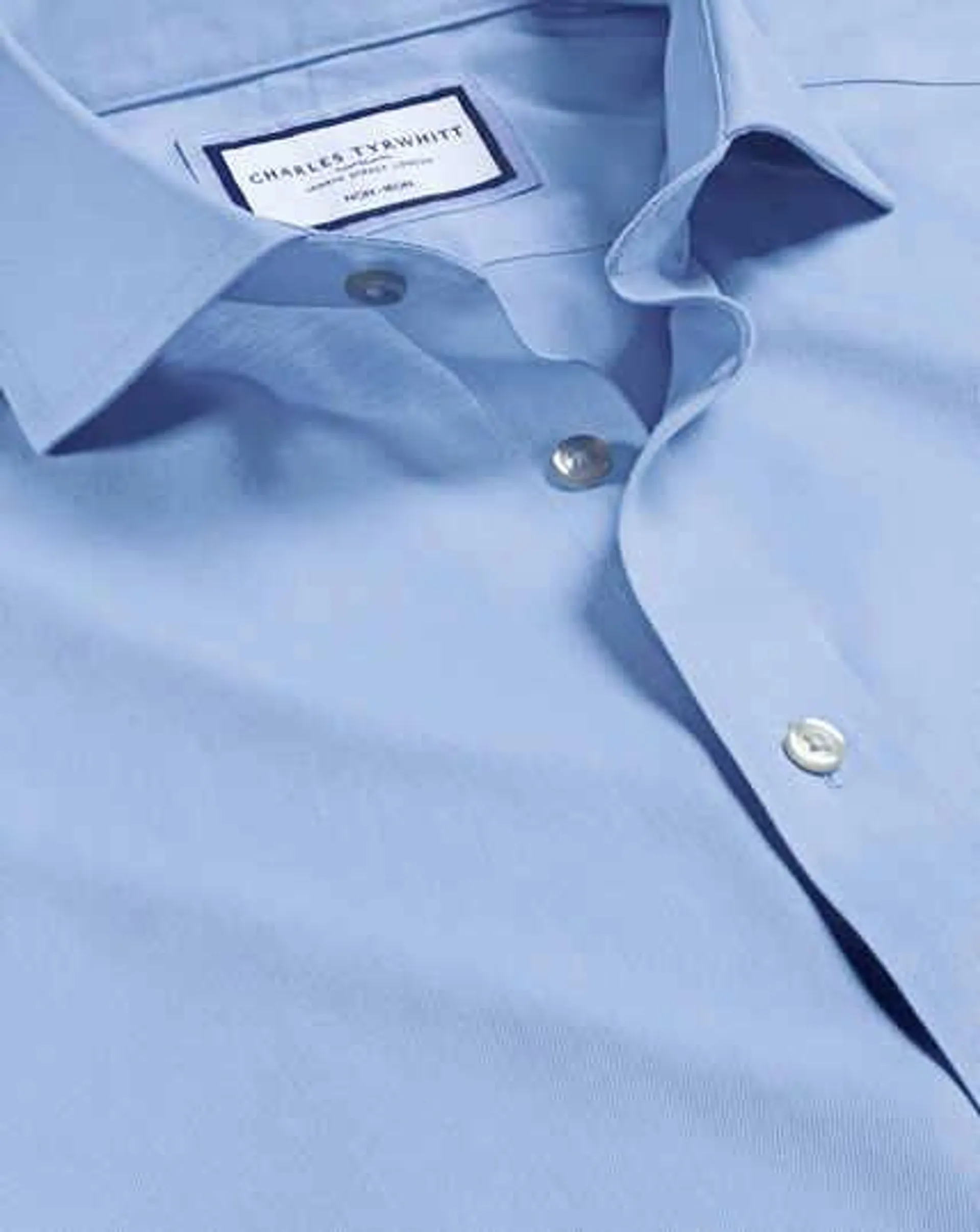 Cutaway Collar Non-Iron Twill Shirt - Cornflower Blue