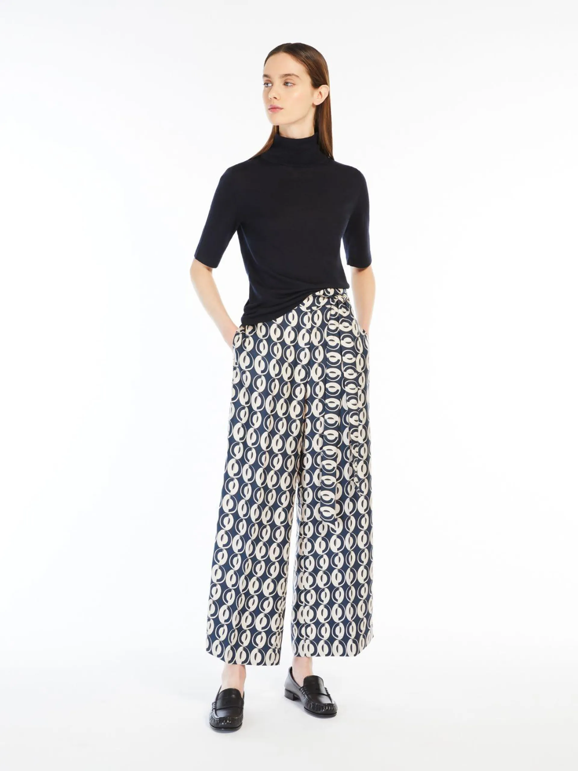 Printed silk trousers