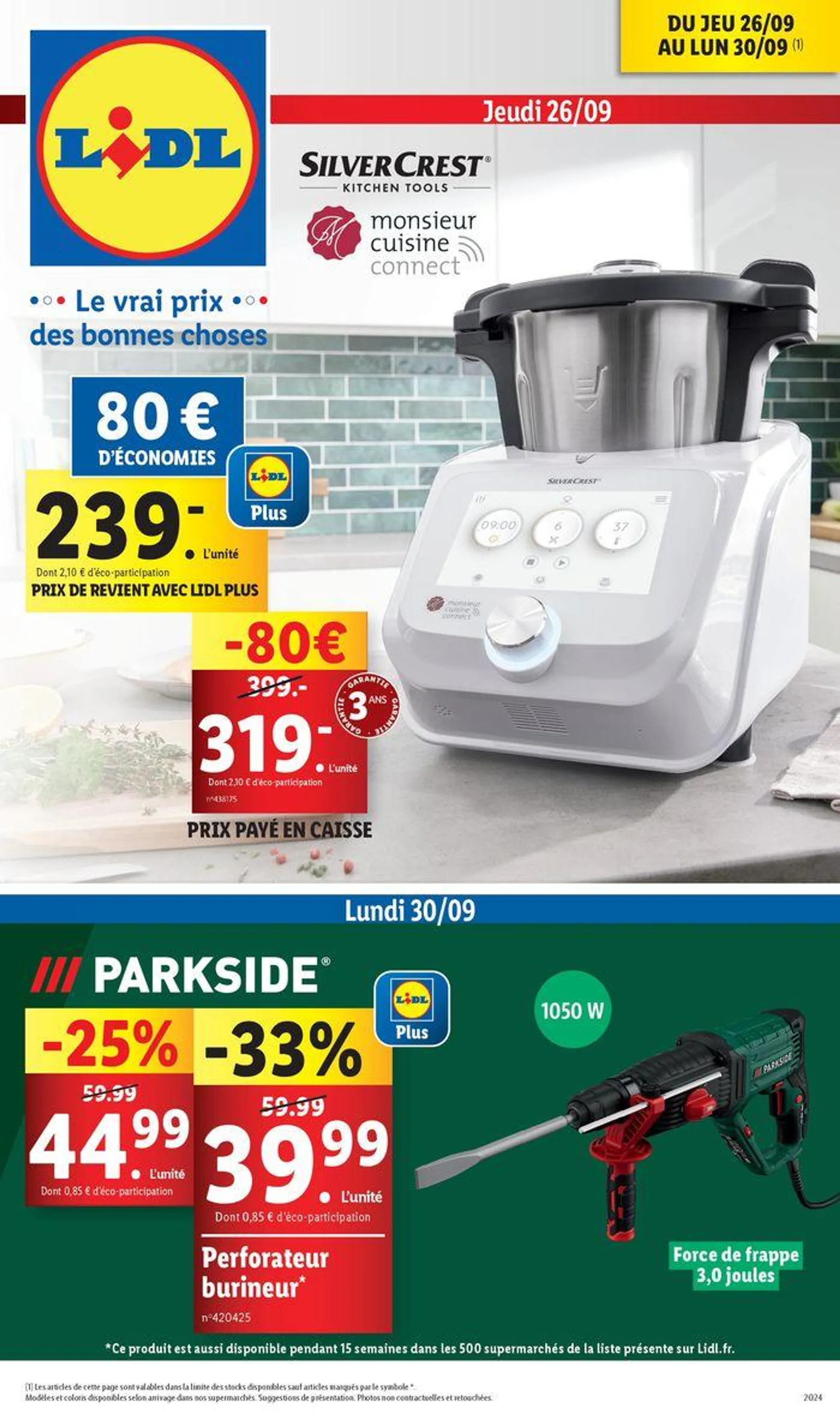 C'est le moment ! Cette semaine Lidl vous propose vos produits préférés à prix cassé  du 26 septembre au 30 septembre 2024 - Catalogue page 1