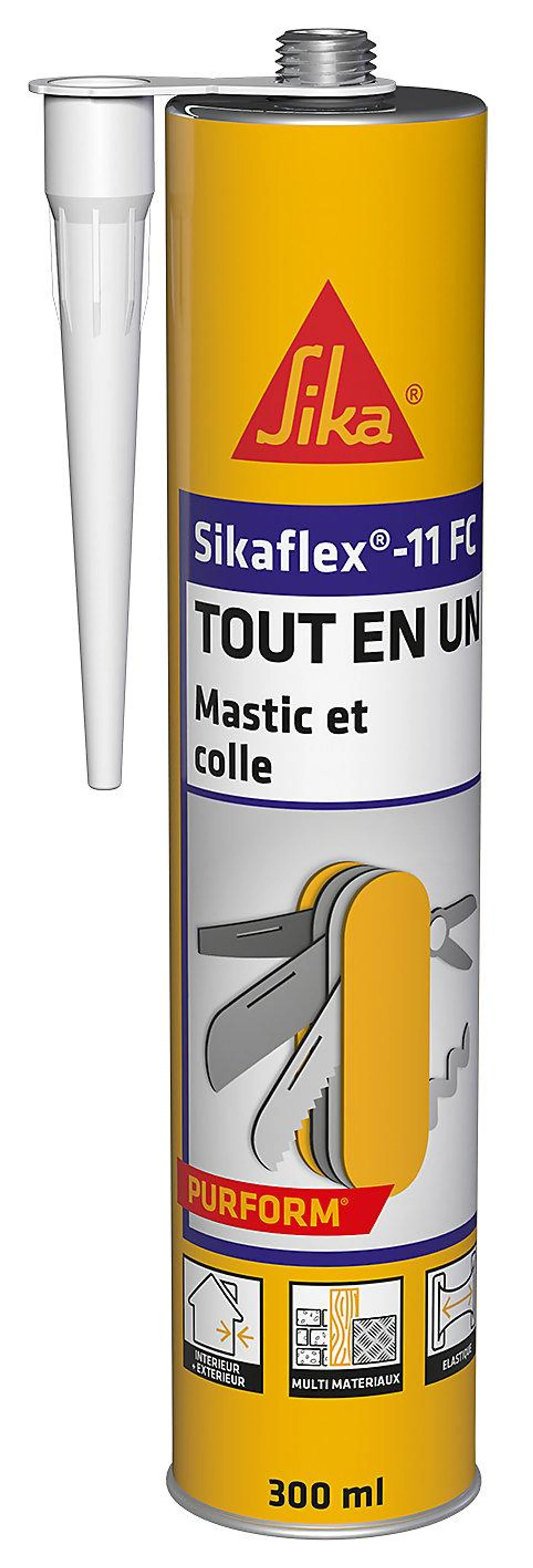 Mastic colle tout en un Sikaflex 11FC, Blanc