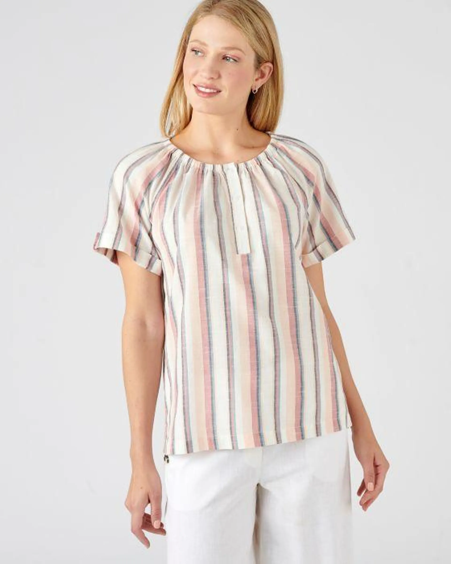 Blouse rayée en voile de coton