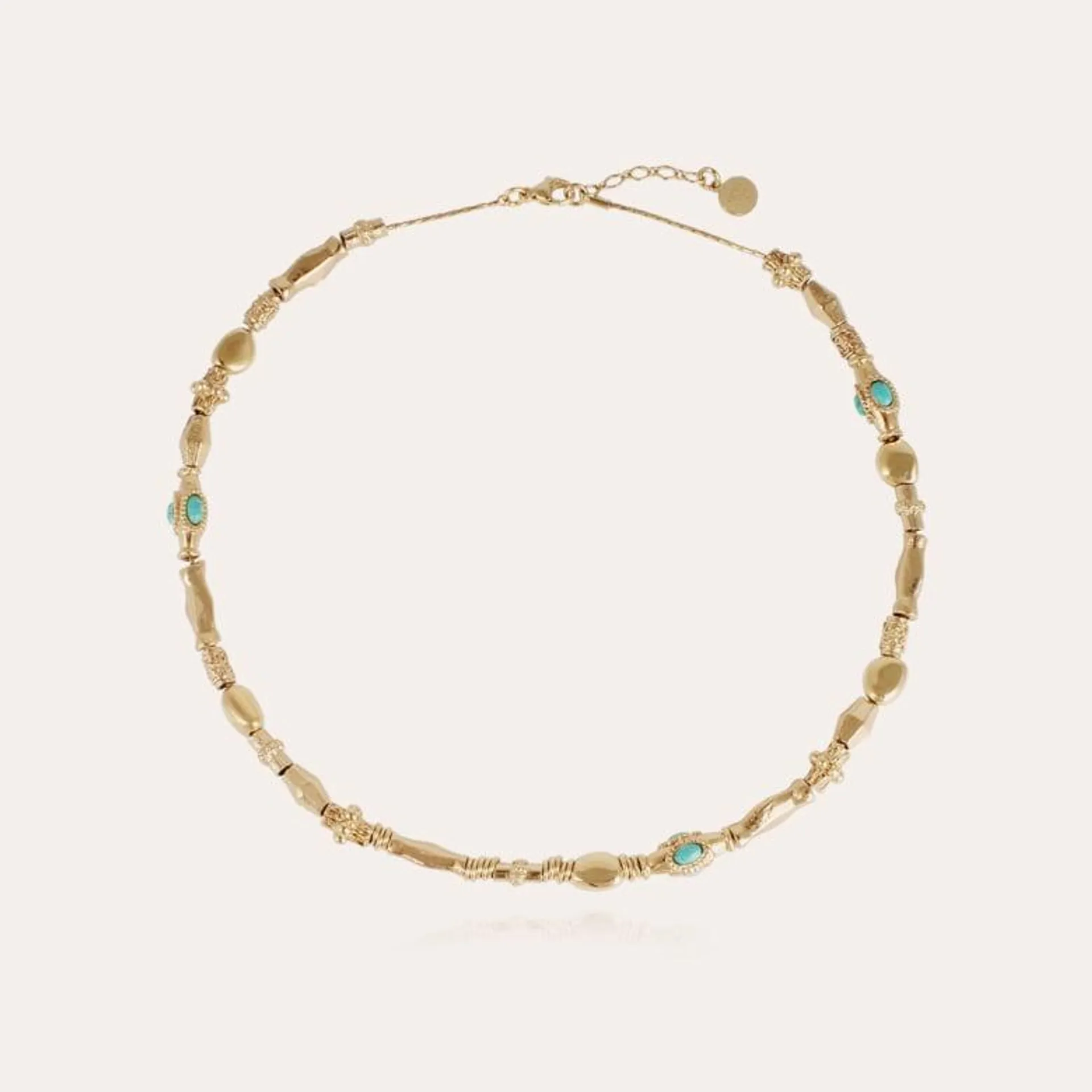 Kali cabochons necklace gold - Turquoise