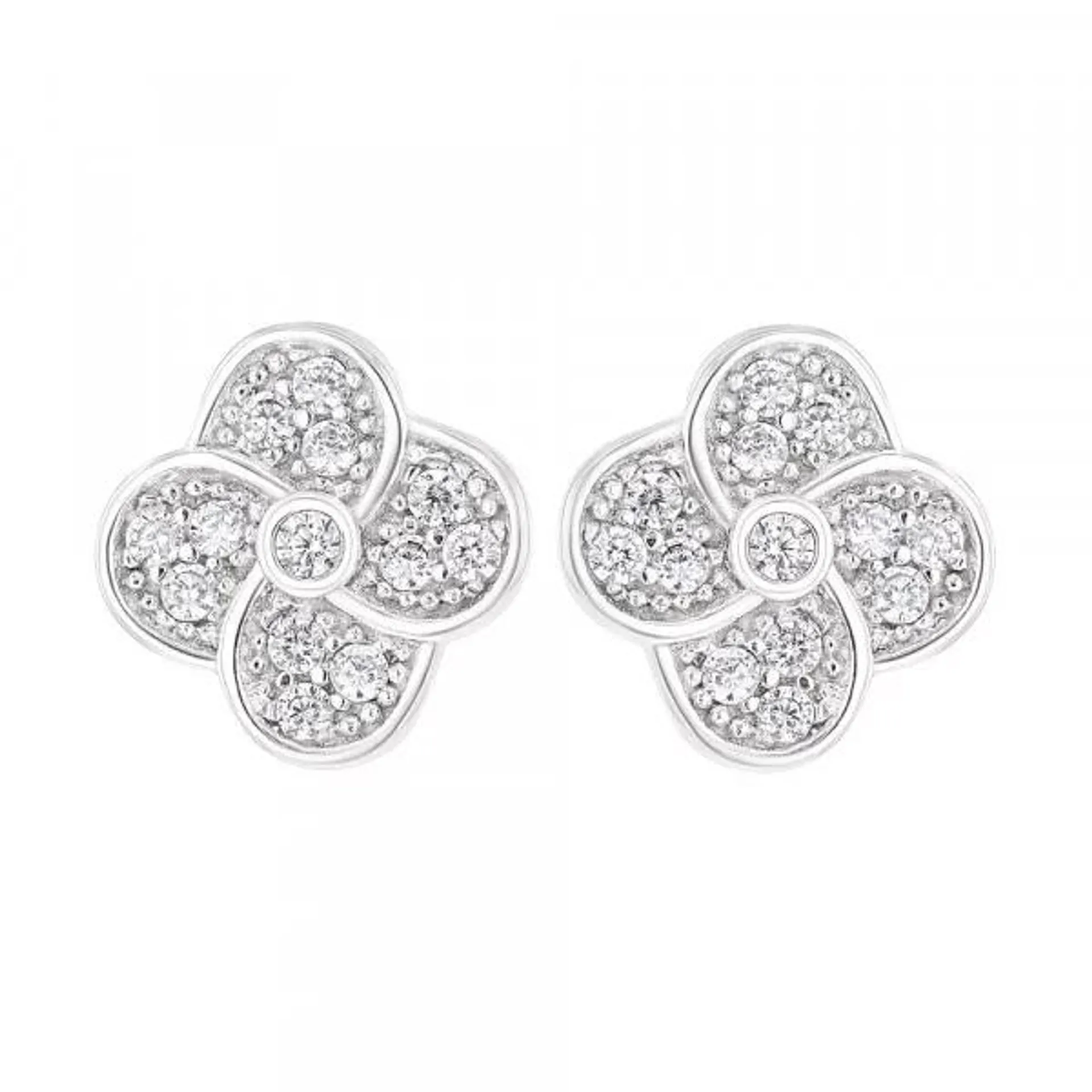 Boucles D'Oreilles Boutons en Argent et Oxyde de Zirconium