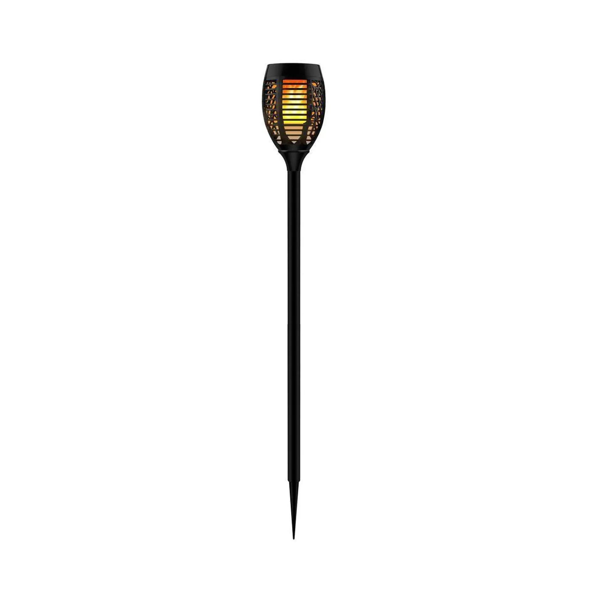 Torche solaire à LED effet flamme - ø 11 x H 94 cm - Noir