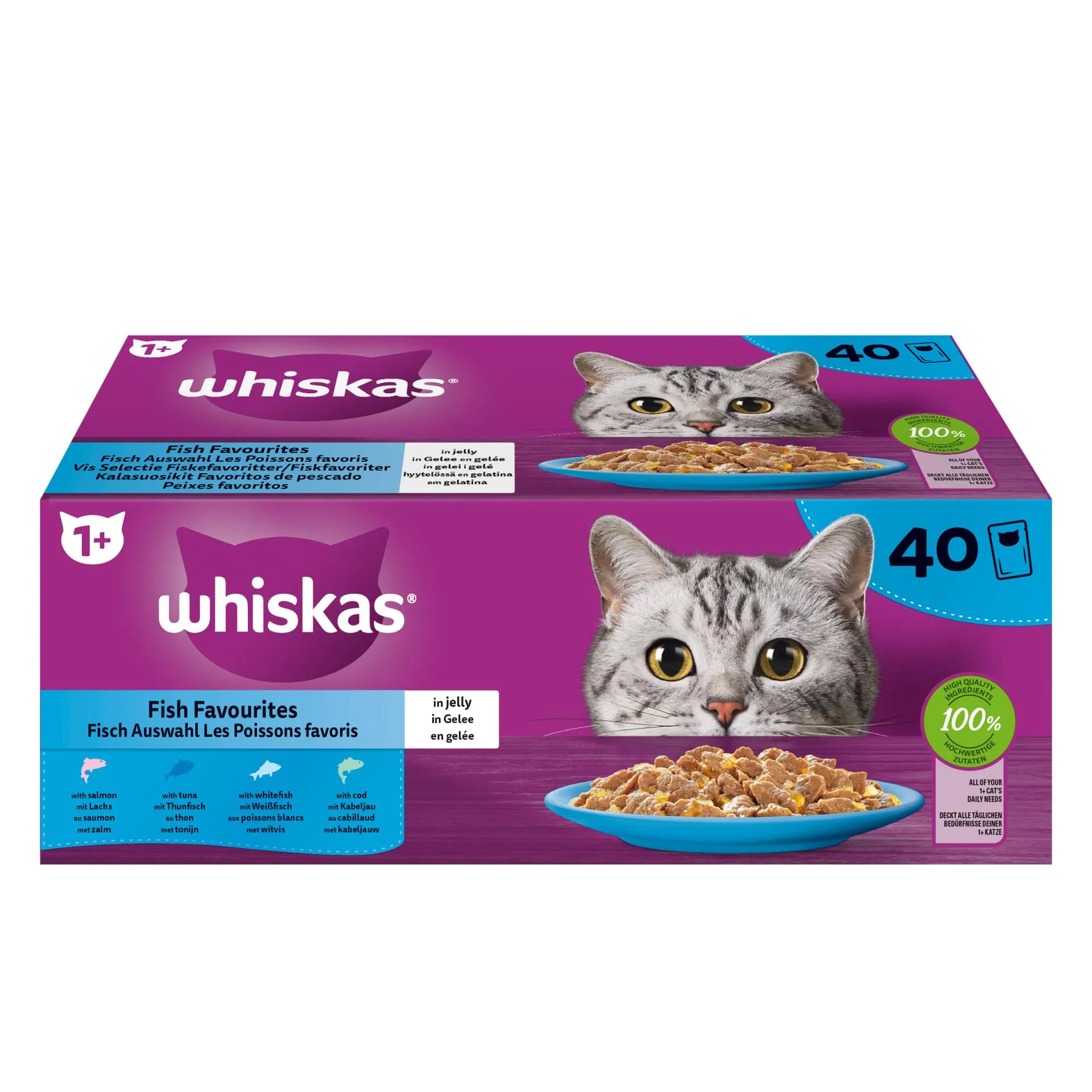 40x85g whiskas poisson 1+