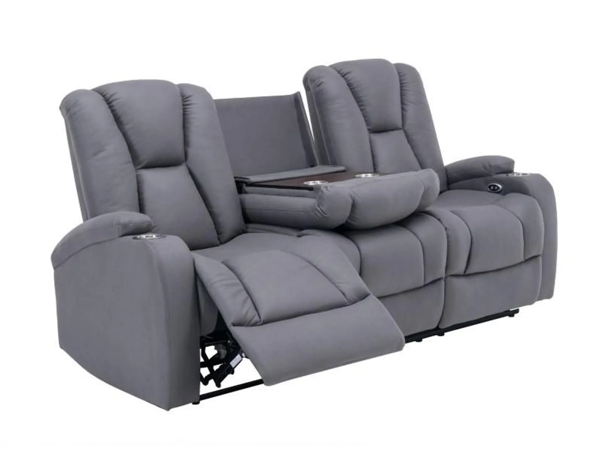 Canapé 3 places relax électrique en tissu microfibre gris el clarence