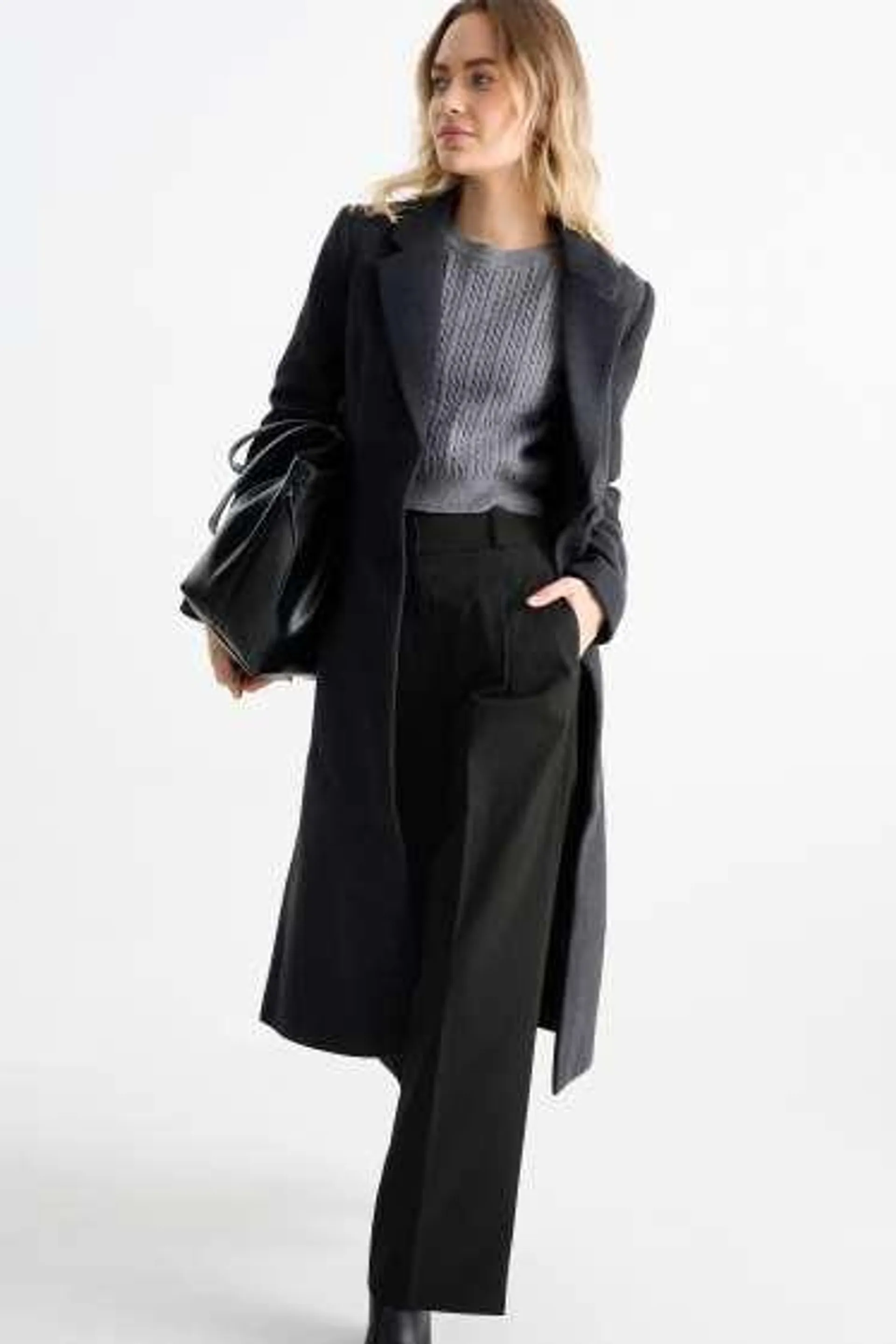 Business trousers - high waist - wide leg - pinstripes