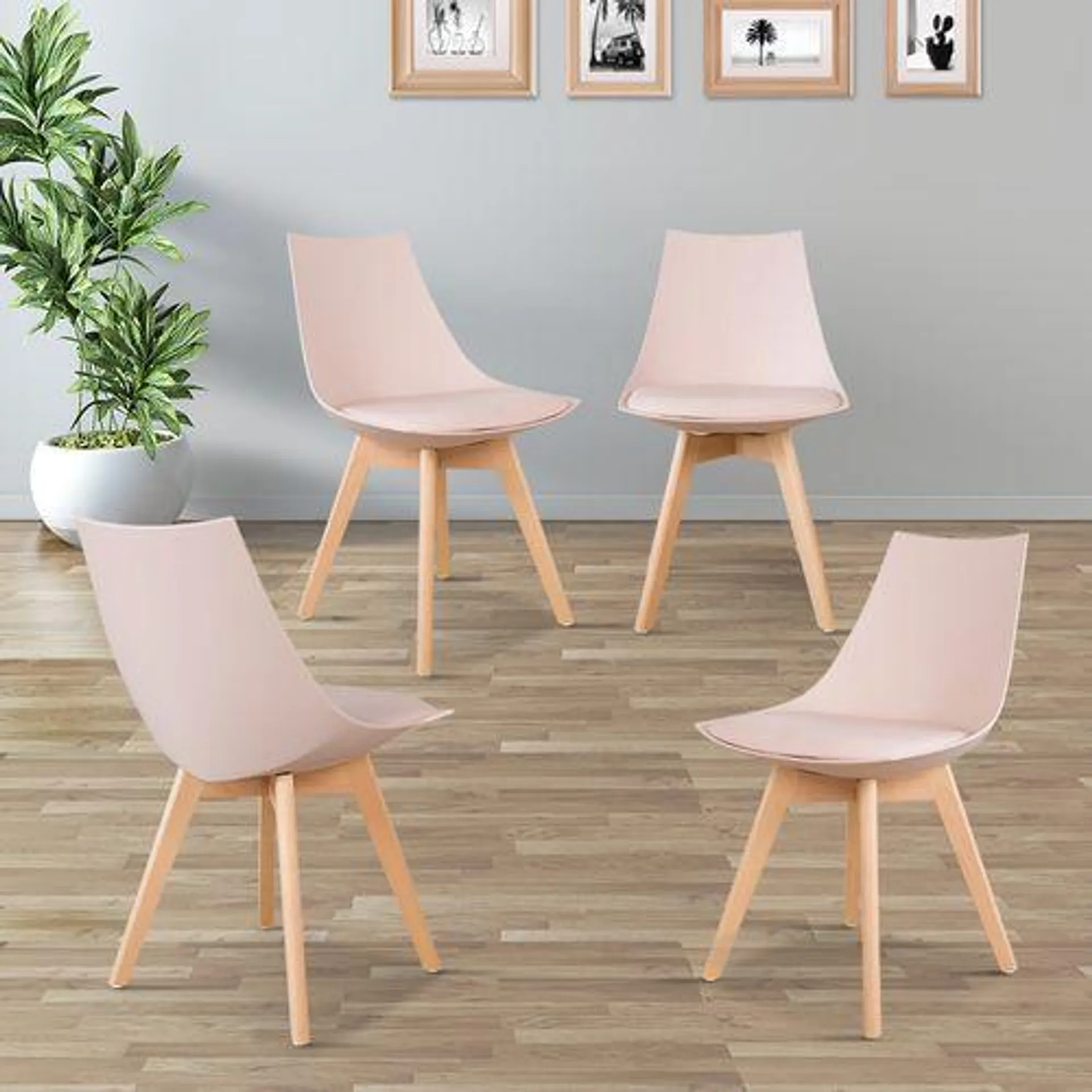 DESIGNETSAMAISON Lot De 4 Chaises Scandinaves Rose - Prague