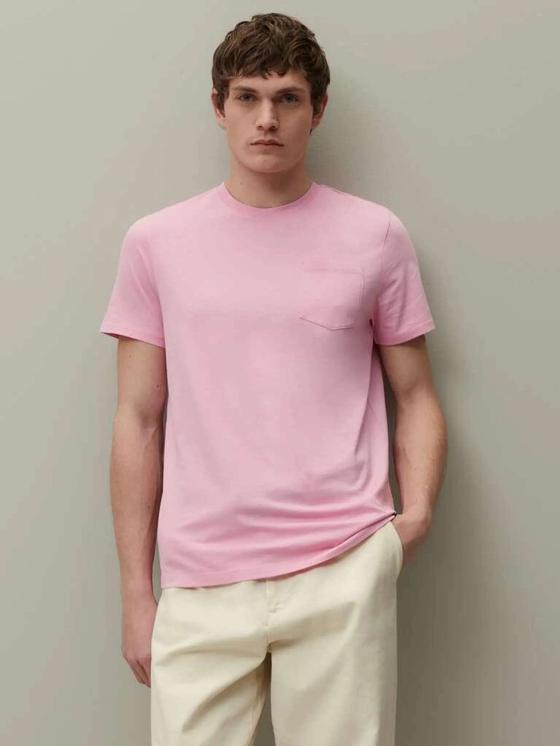 T-shirt in Supima cotton with pocket Rose pastel