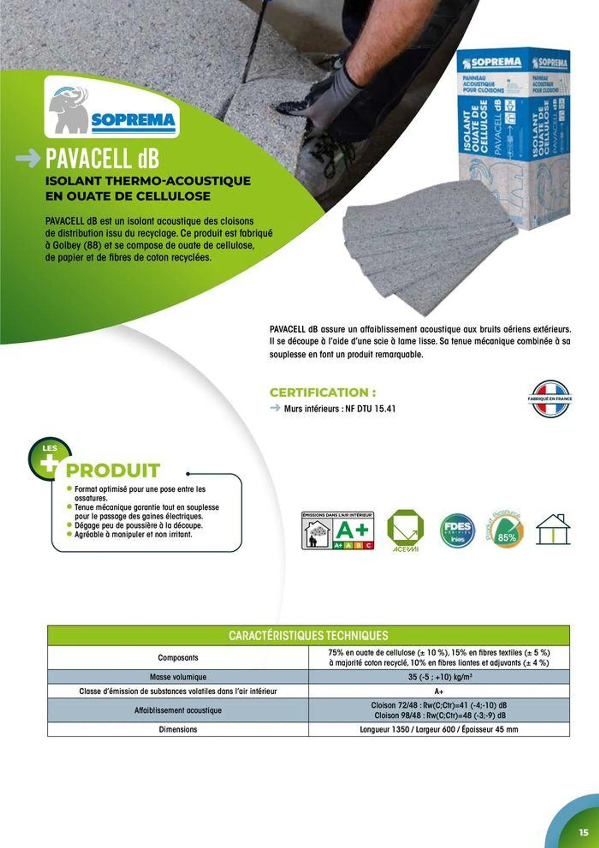 Isolation Biosourcée & recyclée du 1 juillet au 31 juillet 2024 - Catalogue page 15