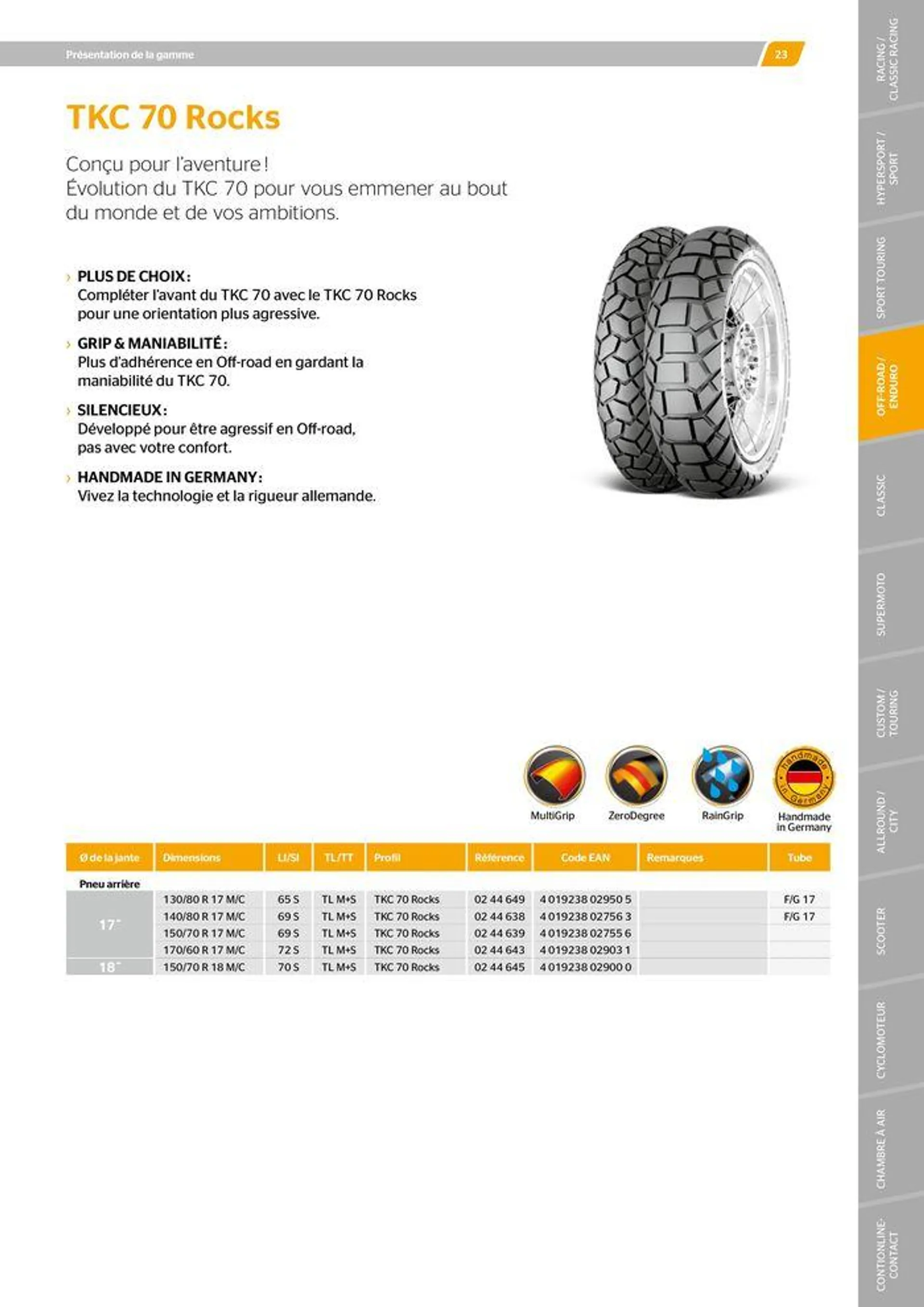 CONTINENTAL : Barème de facturation 2023 du 21 mai au 31 décembre 2024 - Catalogue page 23