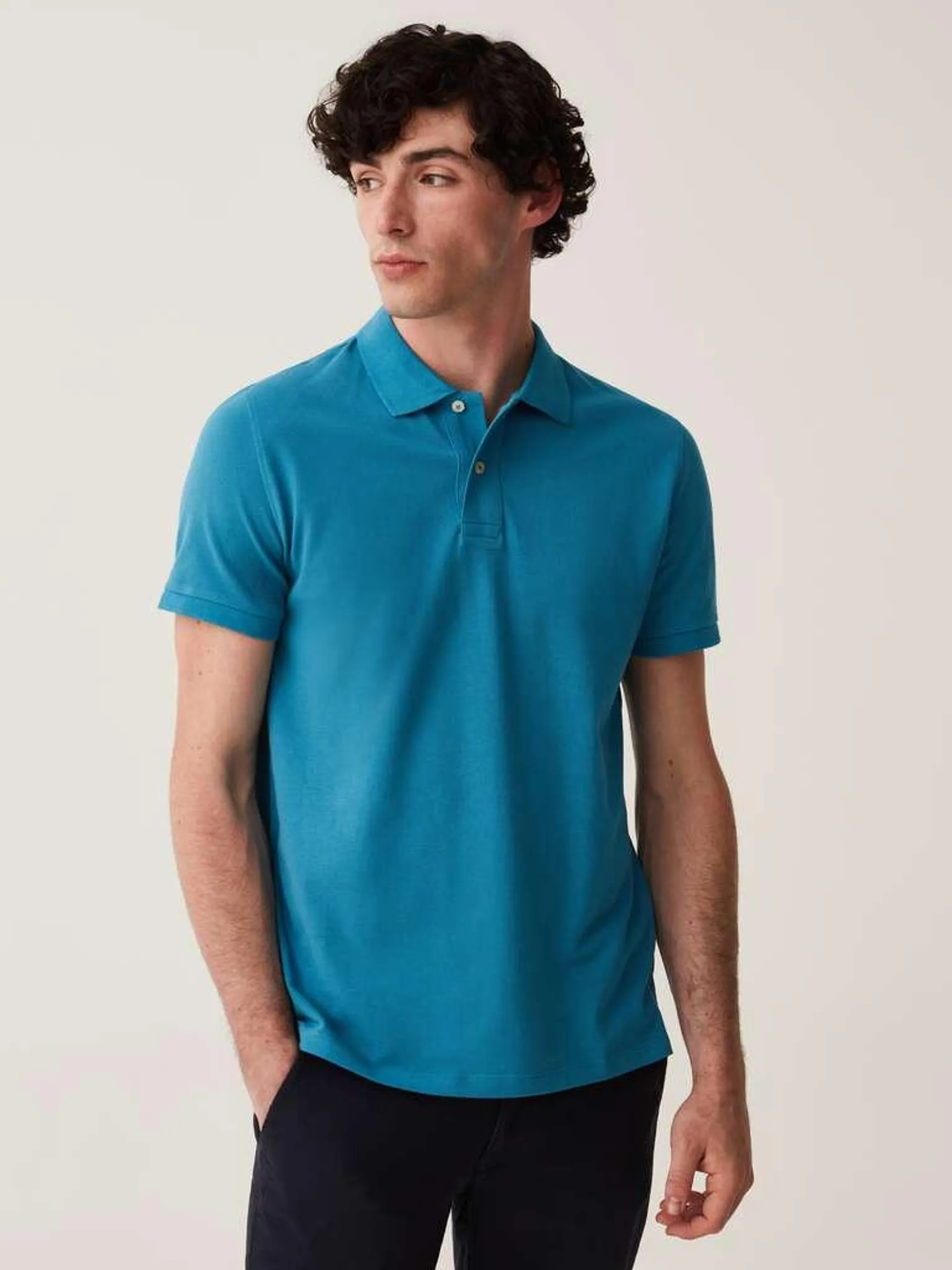 Baby Blue Organic cotton pique polo shirt