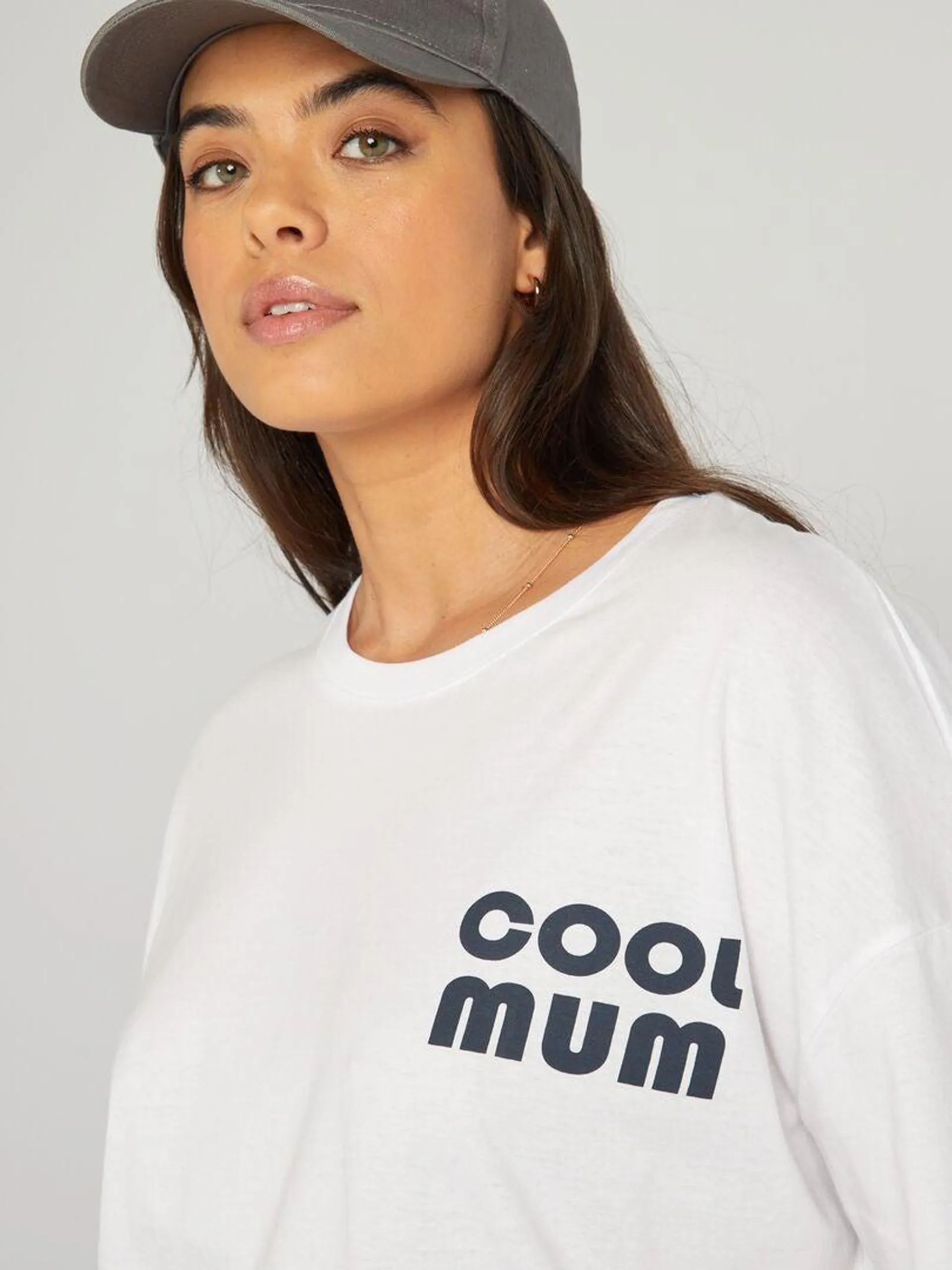 T-shirt 'famille' manches courtes - Blanc 'cool mum'