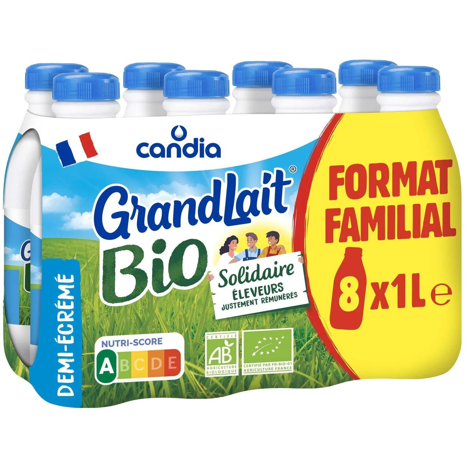 Lait demi-écrémé Bio Grandlait CANDIA