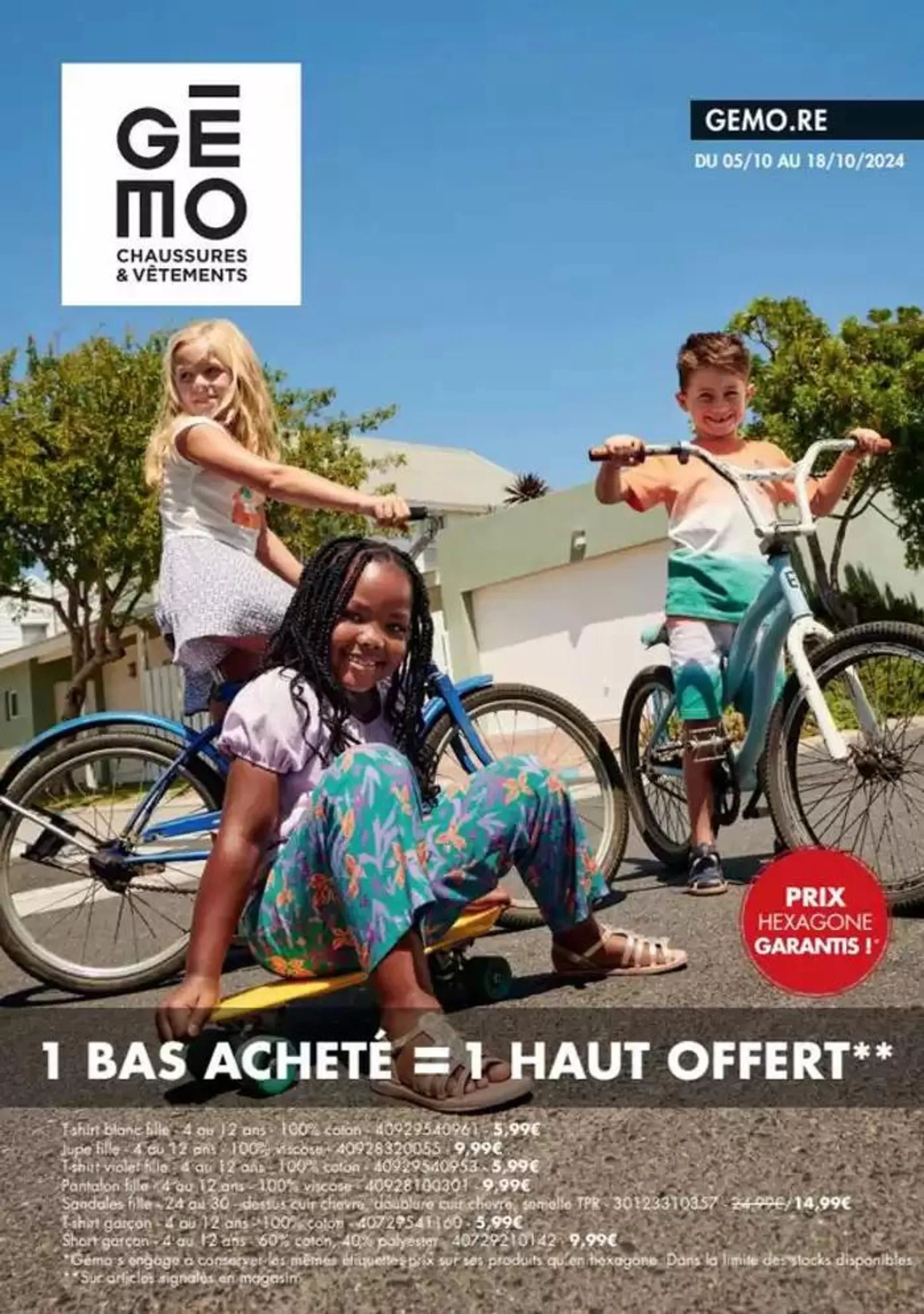 1 bas acheté = 1 haut offert - 1