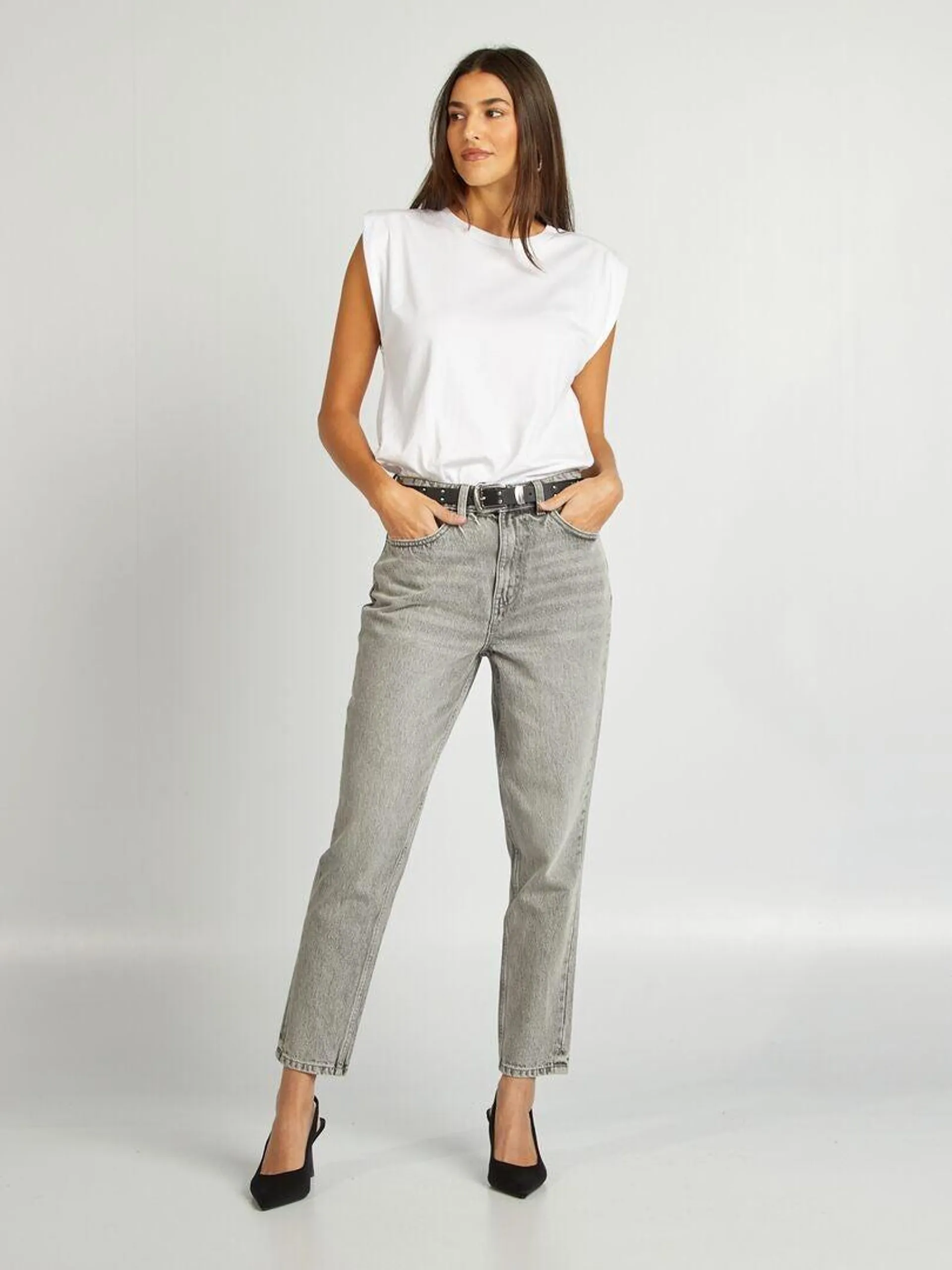 Jean mom fit - Gris